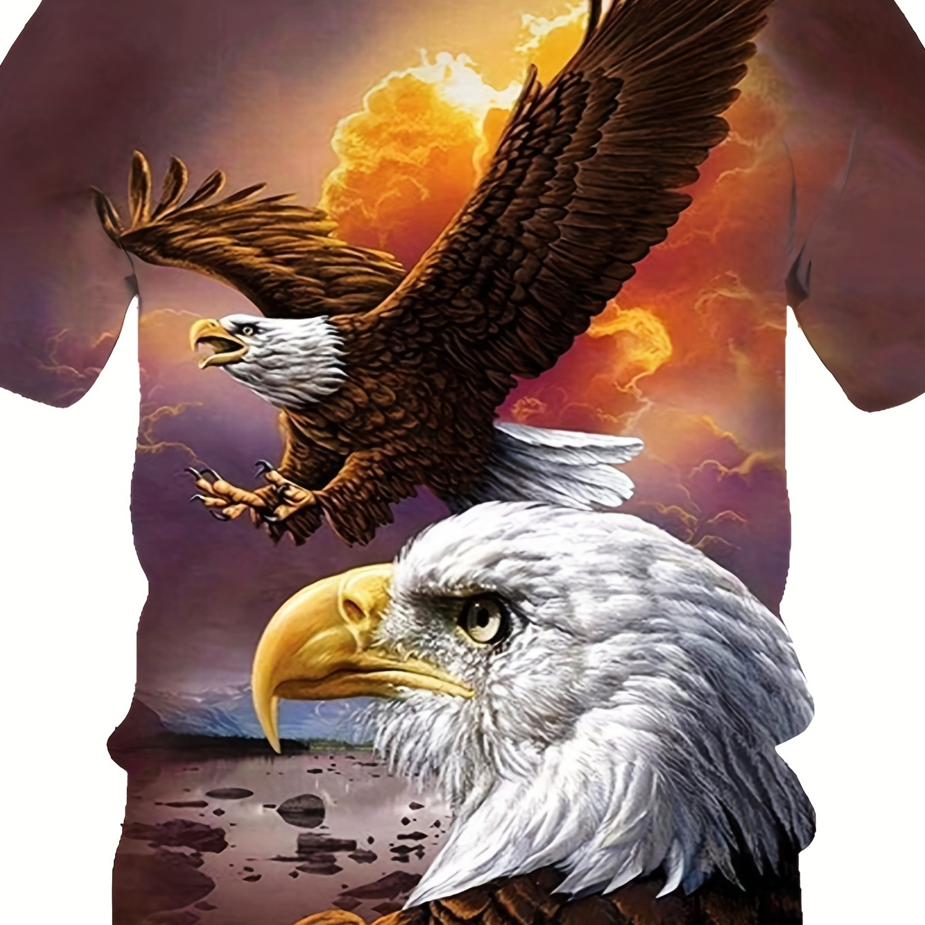 Eagle 3D Print, Men's Trendy Loose Novelty T-shirt For Summer