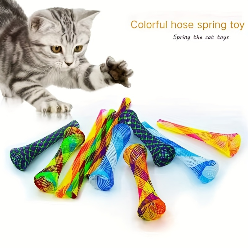 Rainbow Mouse Spring Cat Toy with Suction Cup