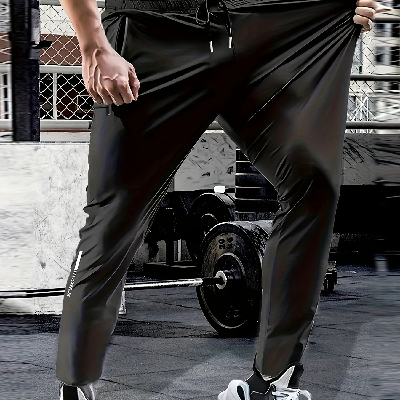 

Solid Color Stretchable And Breathable Sports Pants With Drawstring And Pockets, Quick Dry And Comfy Viscose Trousers For Men's Fitness Training And Basketball Wear