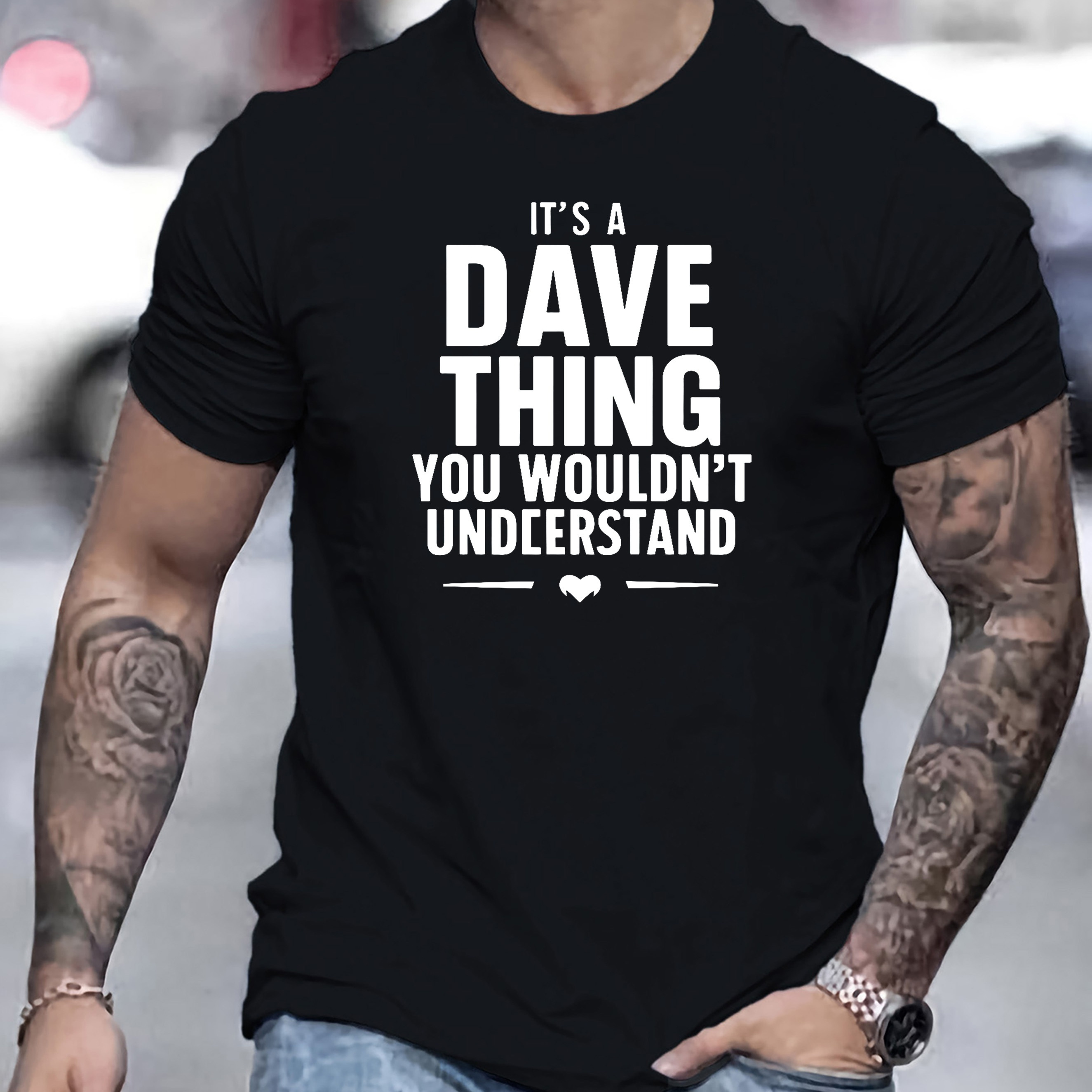 

It's A Dave Thing"trendy Print Casual Short-sleeved T-shirt For Men, Spring And Summer Top, Comfortable Round Neck Tee, Regular Fit, Versatile Fashion For Everyday Wear