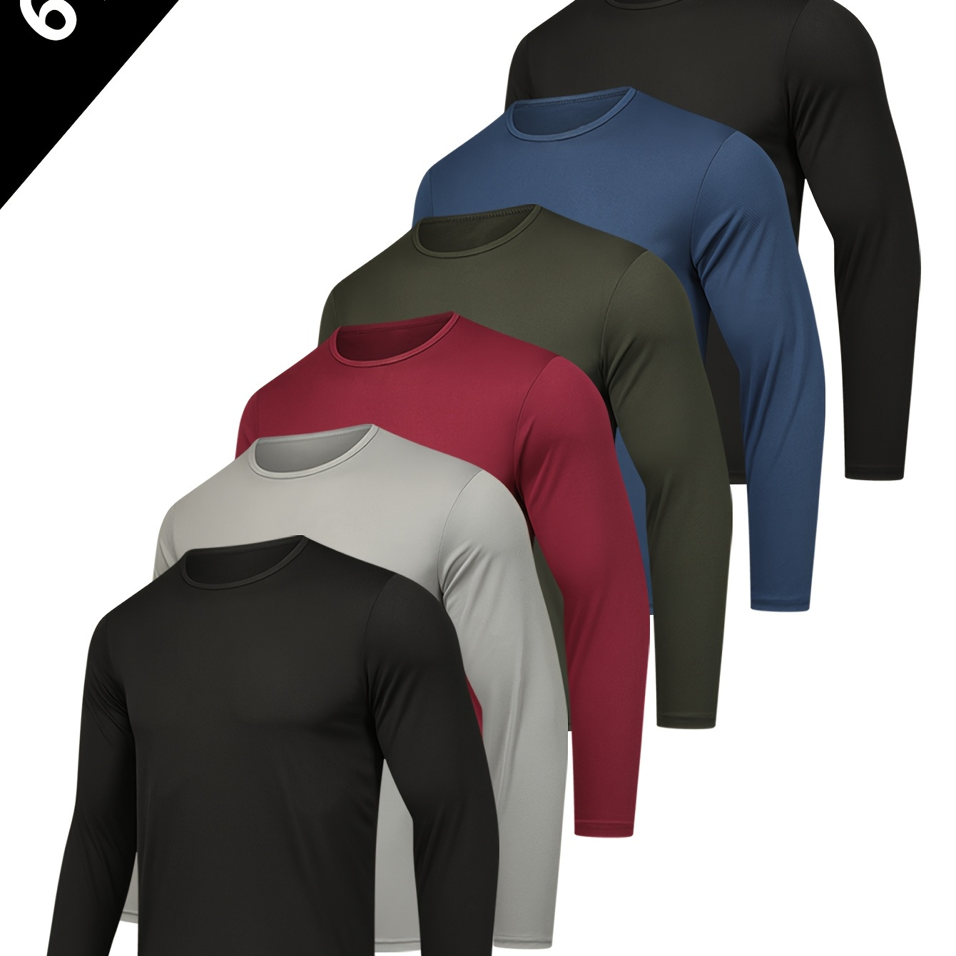 

6- Long Sleeve T-shirts, Moisture-wicking, -dry, , , Regular Fit, , For , , - For