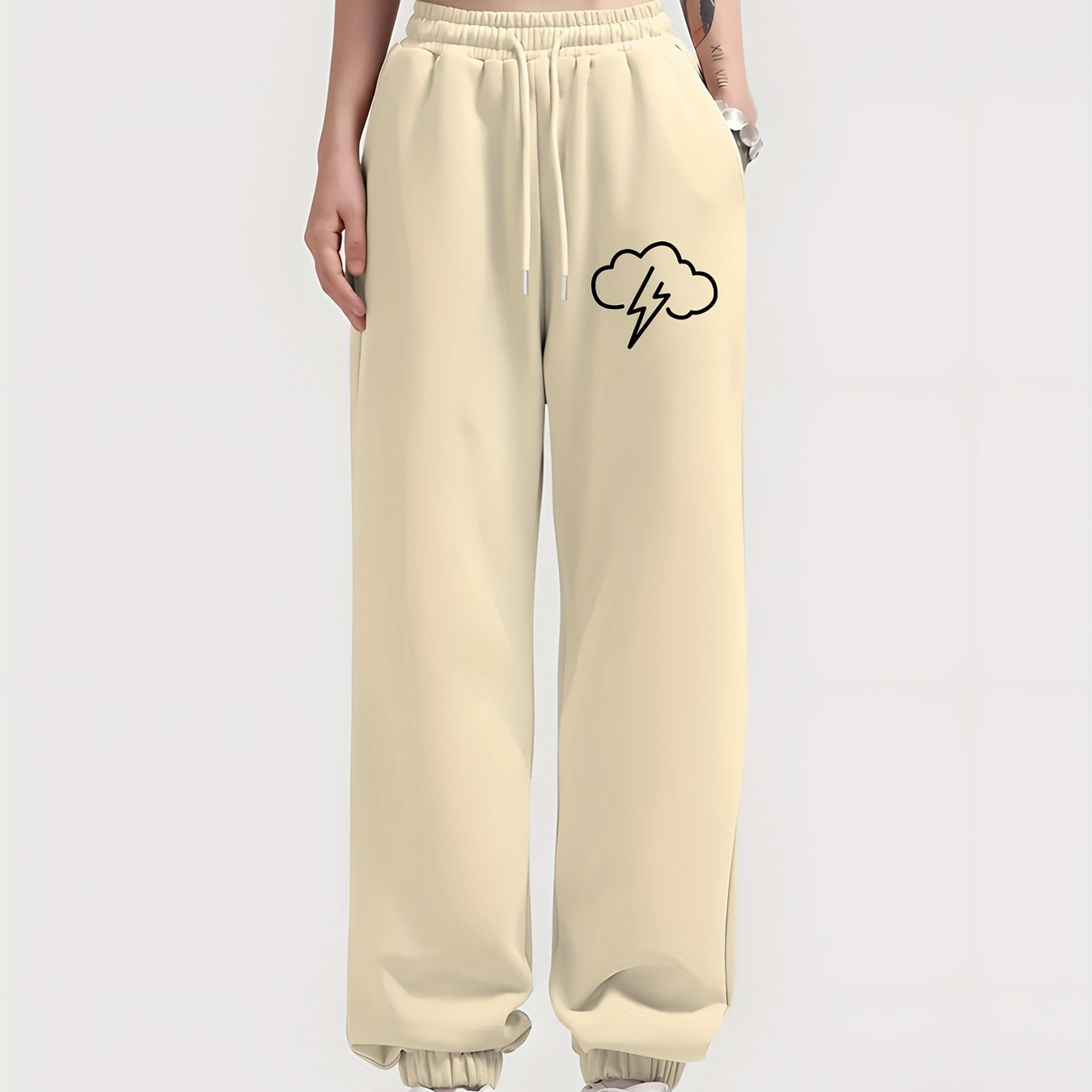 Cloud Graphic Baggy Sports Sweatpants Women Drawstring - Temu Canada