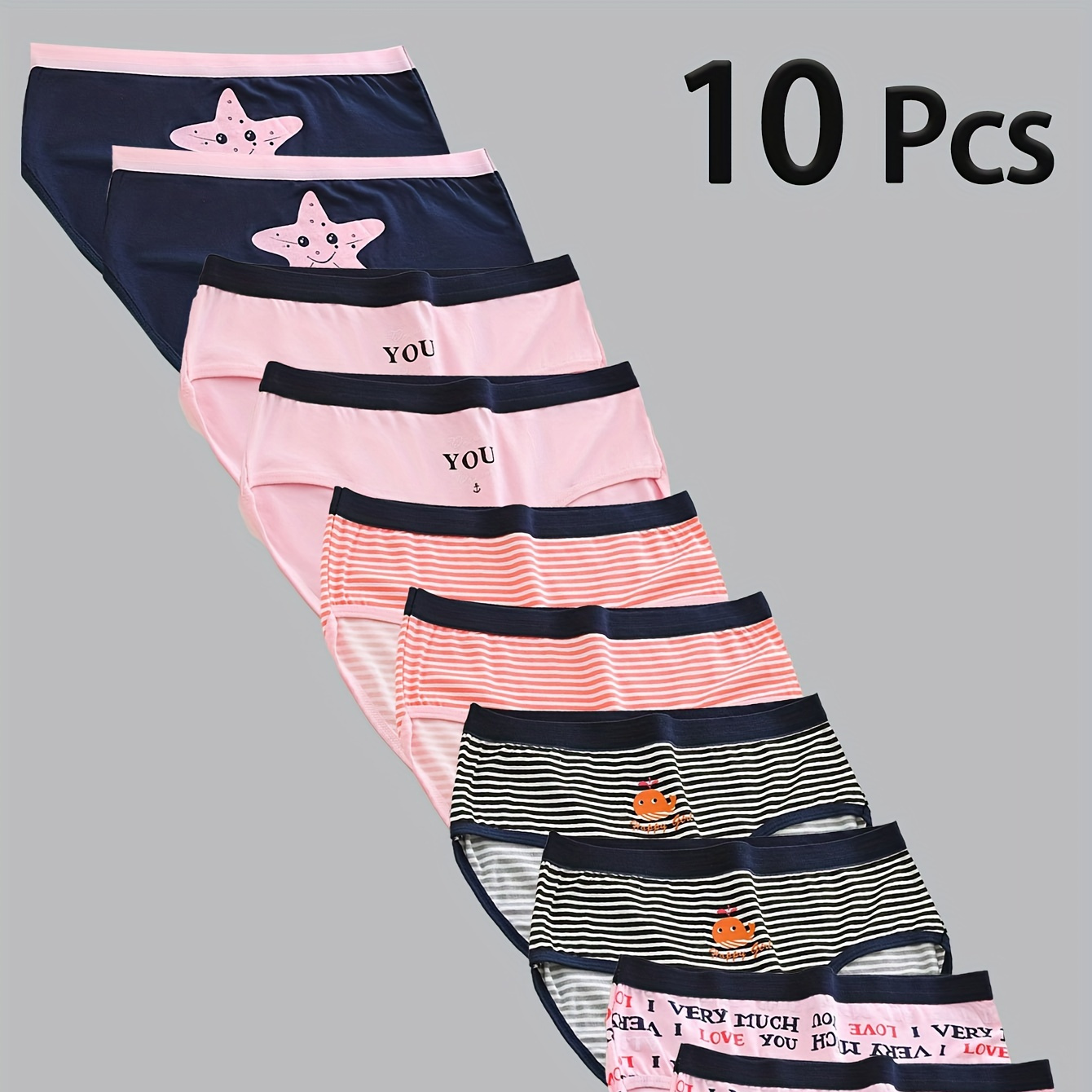 

10pcs Girls Cute Sweet Printed Triangle Panties Women Youth Crotch Comfortable Hygienic High Quality Panties