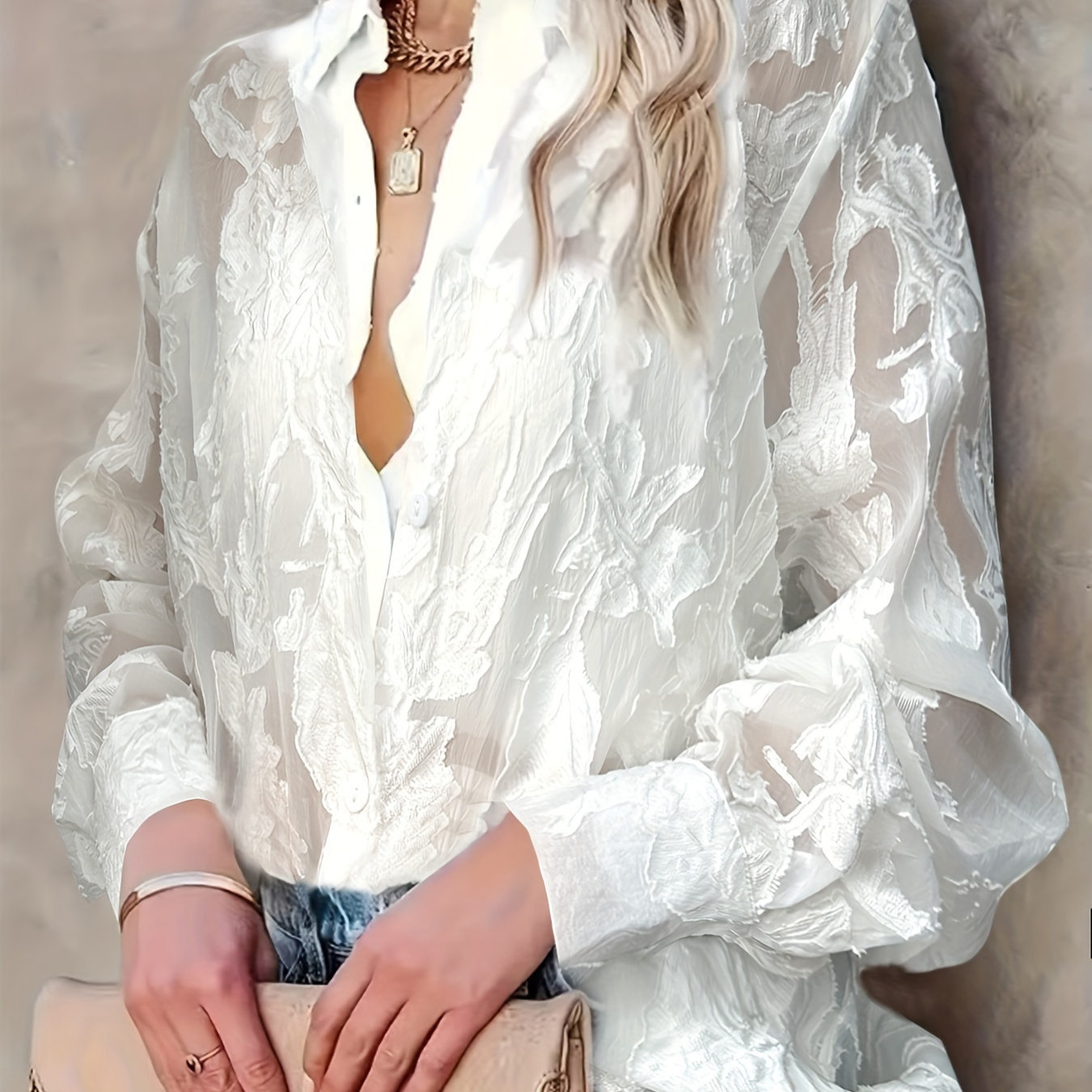

à Manches Longues, Tendance et Polyvalente, Boutonnée à l' pour Femme