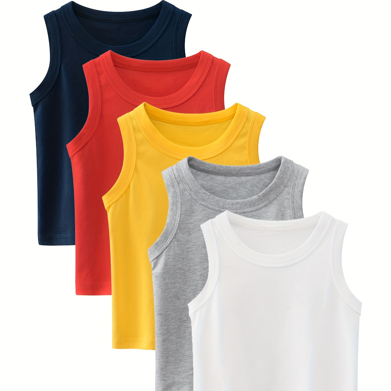 

Friendmily 5-pack Boy's Cotton Tank Tops, Solid Color, Trendy Sleeveless Summer Tops, Kids Clothes