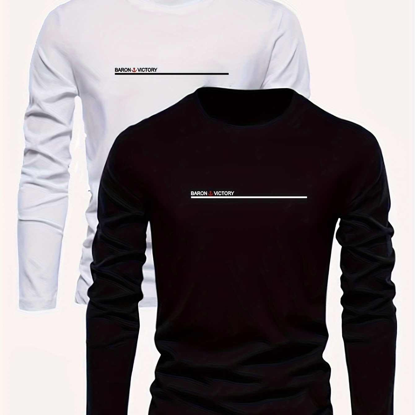 

2- Anchors Long T-shirts, Top, Comfortable Streetwear, Pullover Set For , , Regular Fit, Unisex