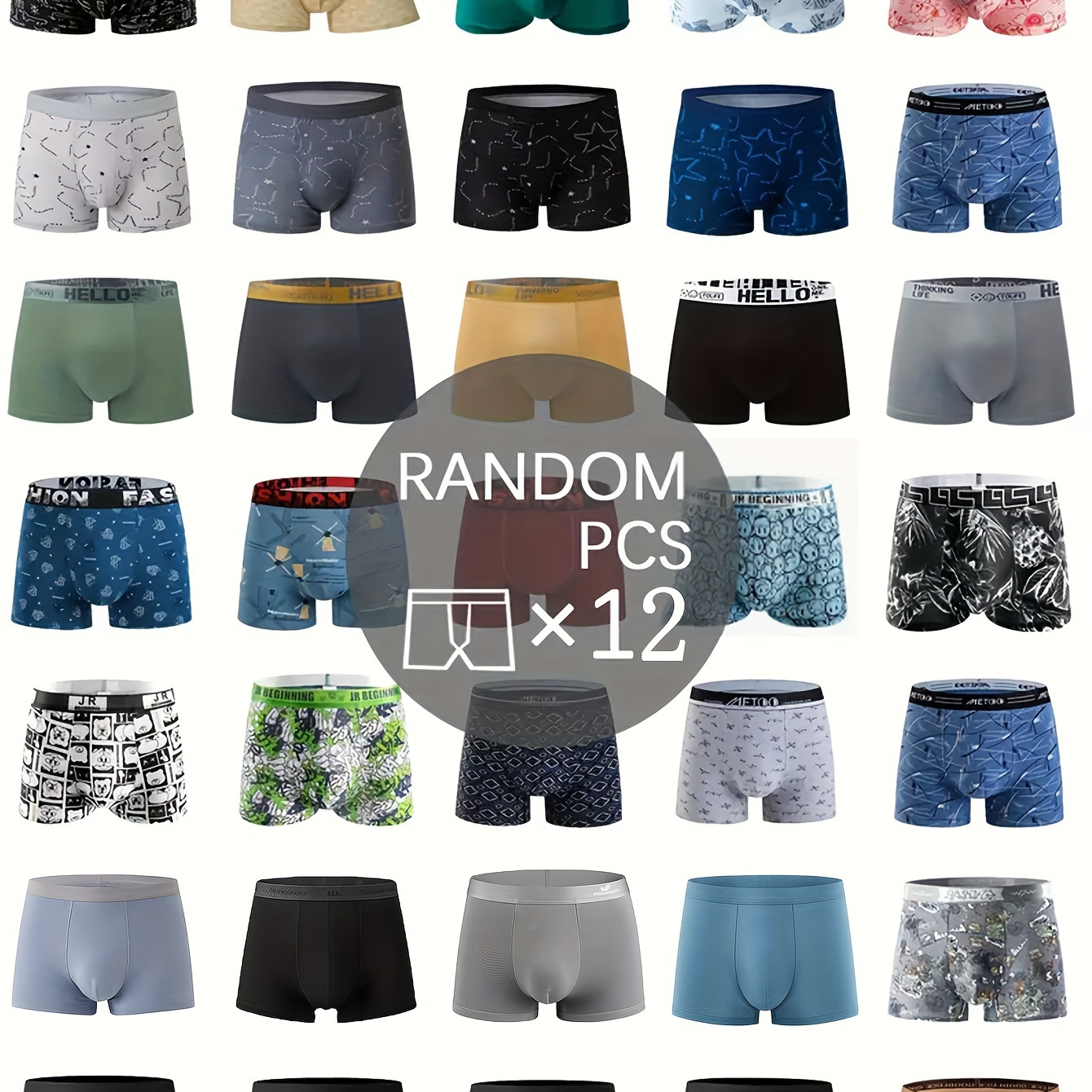 

A Random Of 1 12 Men's Underwear Pieces, Featuring A Simple Yet Stylish Design, From 95% Polyester And 5% Spandex, Offering An Ideal Of Comfort , Quality And Style, Everyday Use.