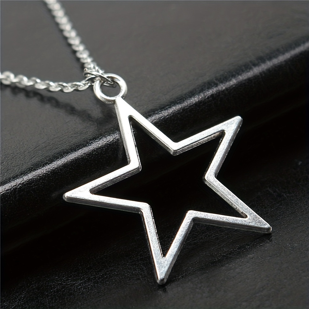 316L Stainless Steel Necklace Hollow Double Stars Tassel Charm