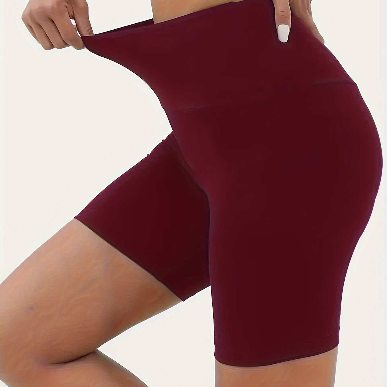 

Women's High-waisted Sculpting Cycling Shorts, Solid Color Ultra-soft High-elasticity Yoga Fitness Short Tights