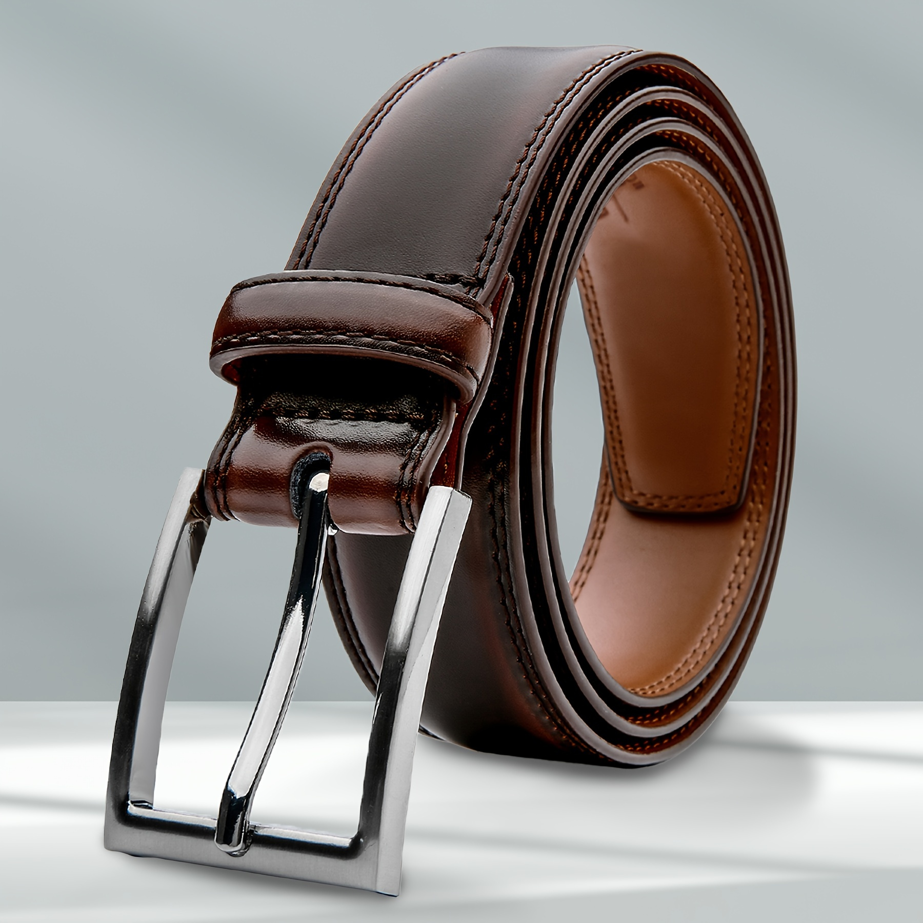 

Men's Genuine Leather Belt, Fashion & Classic Casual Belt With Single Prong Buckle For Jeans, Pants, Work And Business, Gift For Dad & Husband