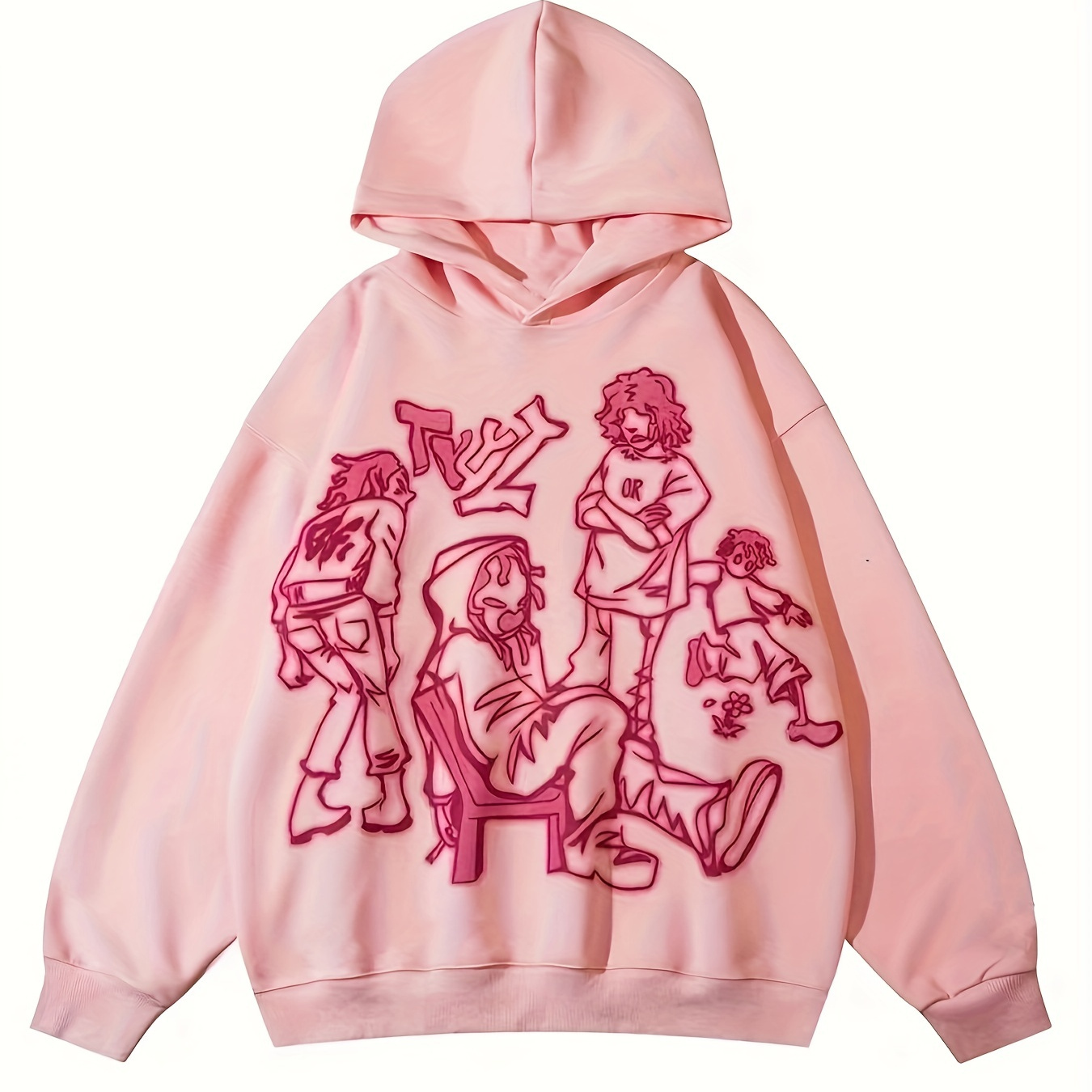

Cartoon Print Hoodie, Casual Long Sleeve Loose Sweatshirt, Women's Clothing