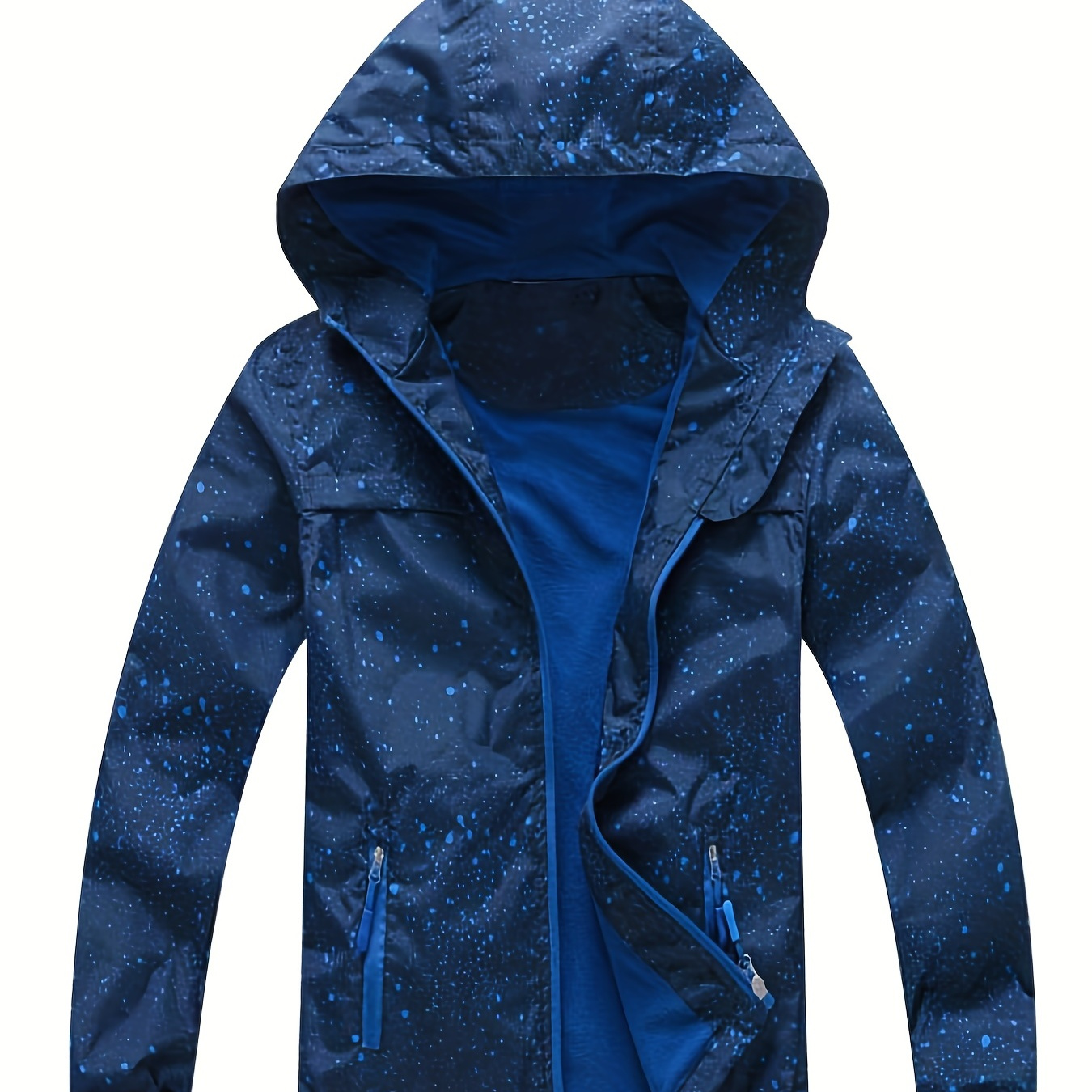 

Boys Fashion Windbreaker Fleece Lining Hooded Jacket, Long Sleeve Zip Up Waterproof Jacket, Kids Clothing