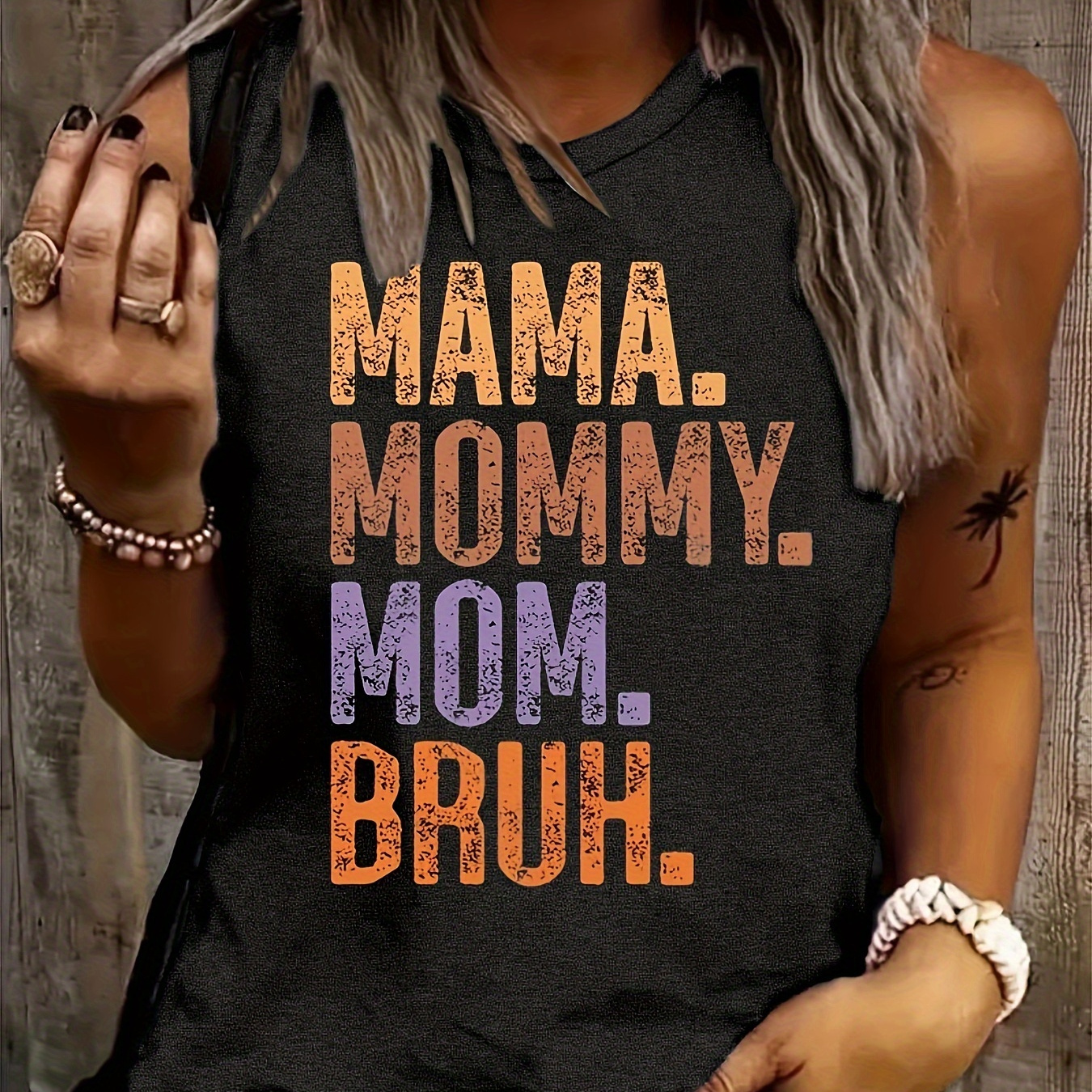 

Mama Mommy Mom Print Tank Top, Casual Sleeveless Tank Top For Summer, Women's Clothing