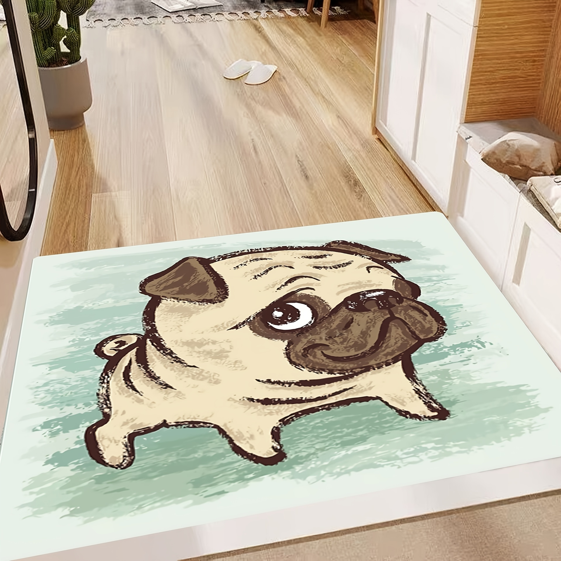 Lovely Pug Dog Water Absorption Anti-Slip Door Mat Cartoon Cute