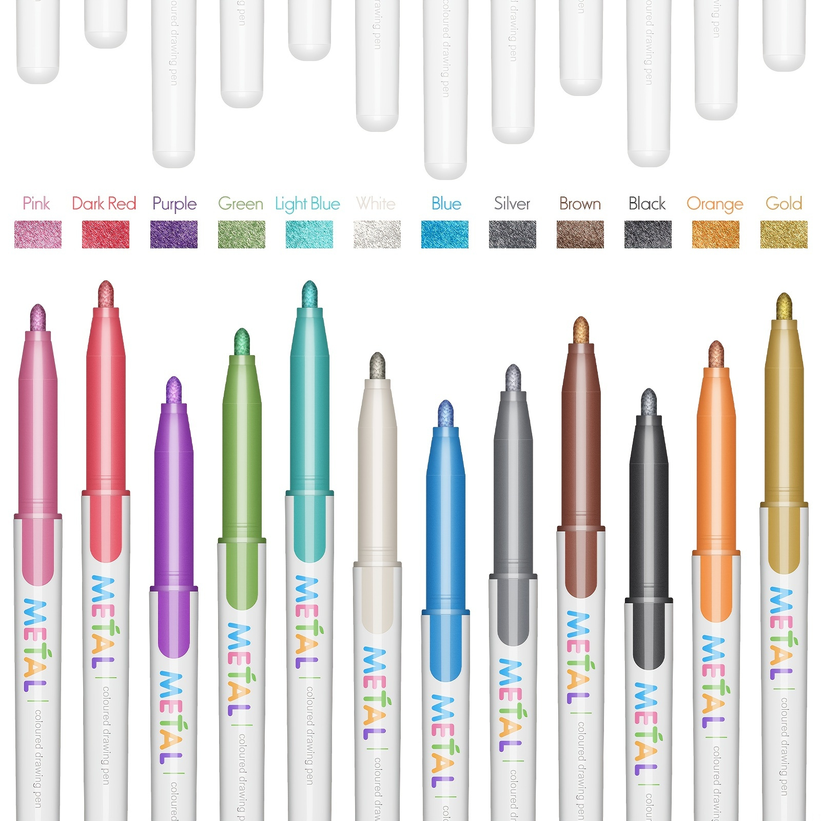 Metallic Marker Pens 12 Colors Dual Tip Metallic Pens For - Temu