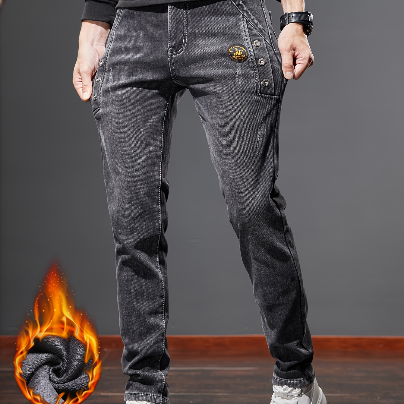 

Men's Warm Fleece Chic Skinny Jeans For