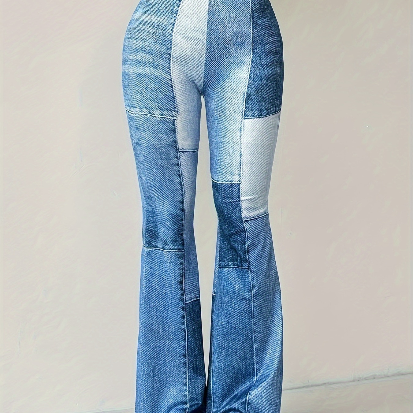 

Women's High-stretch Flare Jeans - Denim Print, Comfortable & Stylish Bell Bottoms For All