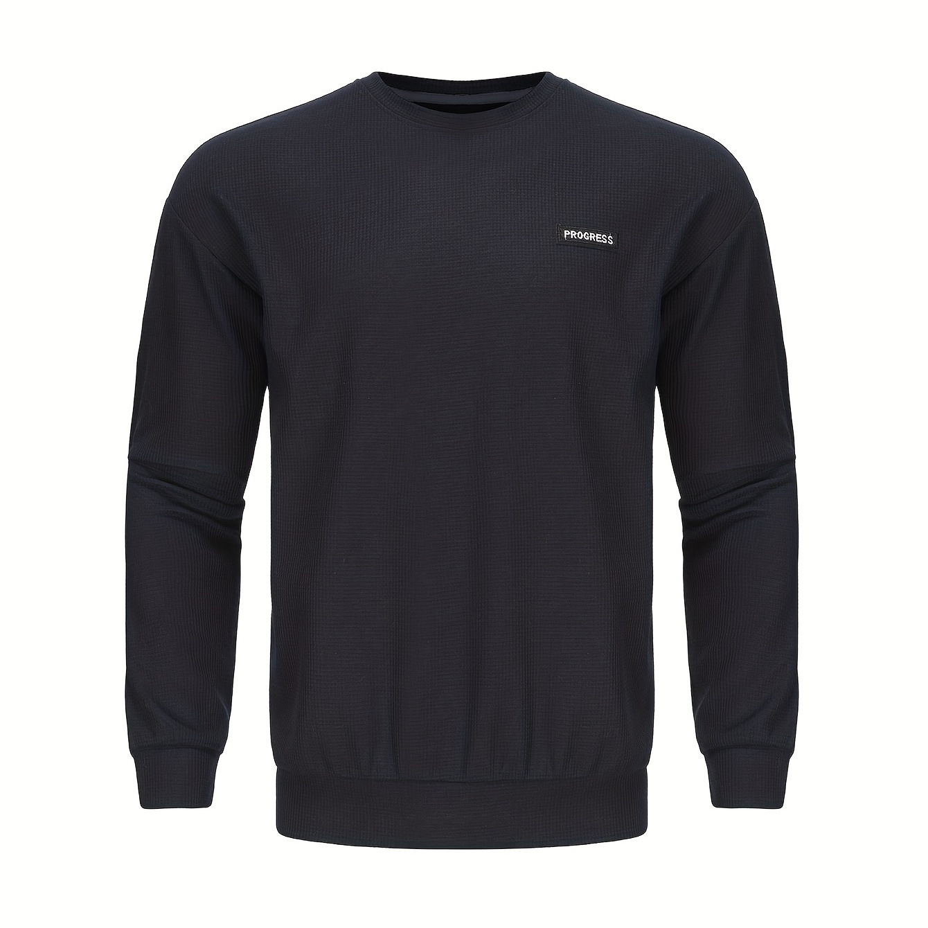 

Pullover ras du cou de couleur unie pour homme, haut confortable à manches longues, doux et tendance pour le printemps/automne