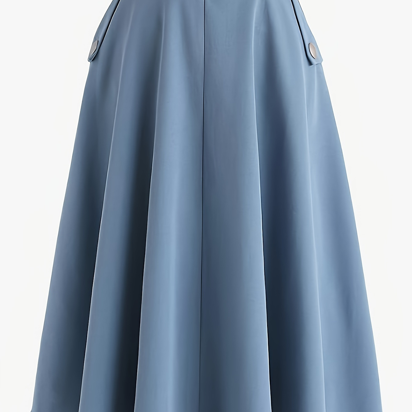 

Solid Color High Waist Flared Skirt, Elegant Button Midi Skirt For Spring & Fall, Women's Clothing