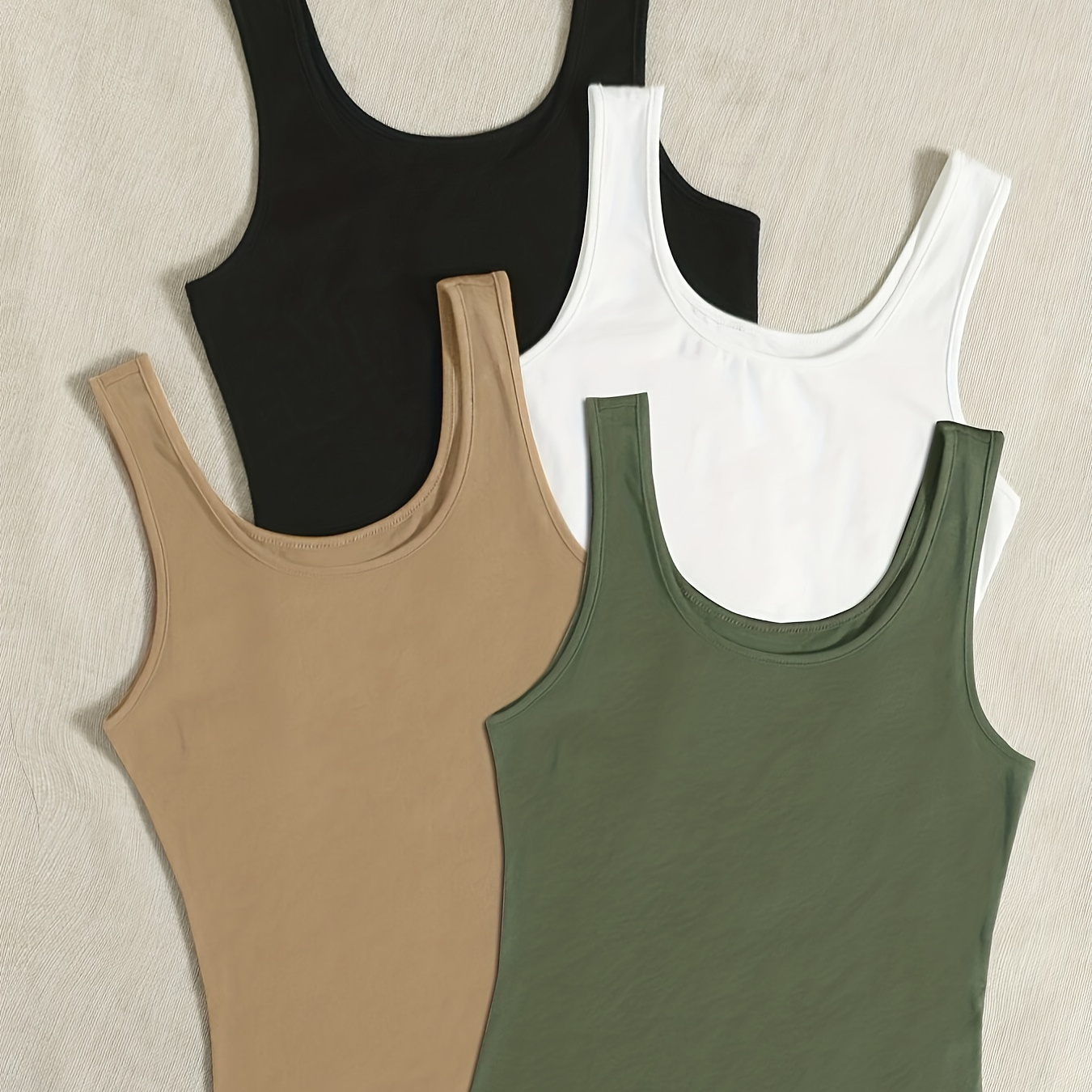 

Solid Color 4 Packs Tank Tops, Casual Sleeveless Tank Top For Summer, Women's Clothing