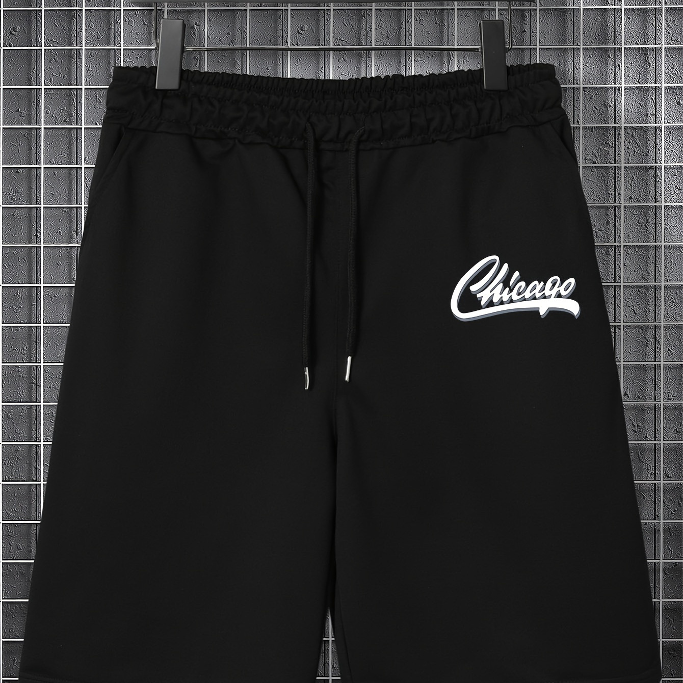 

Chicago Print Men's Drawstring Pants Loose Casual Trousers Simple Style Comfy Shorts For Spring Summer Outdoor Fitness