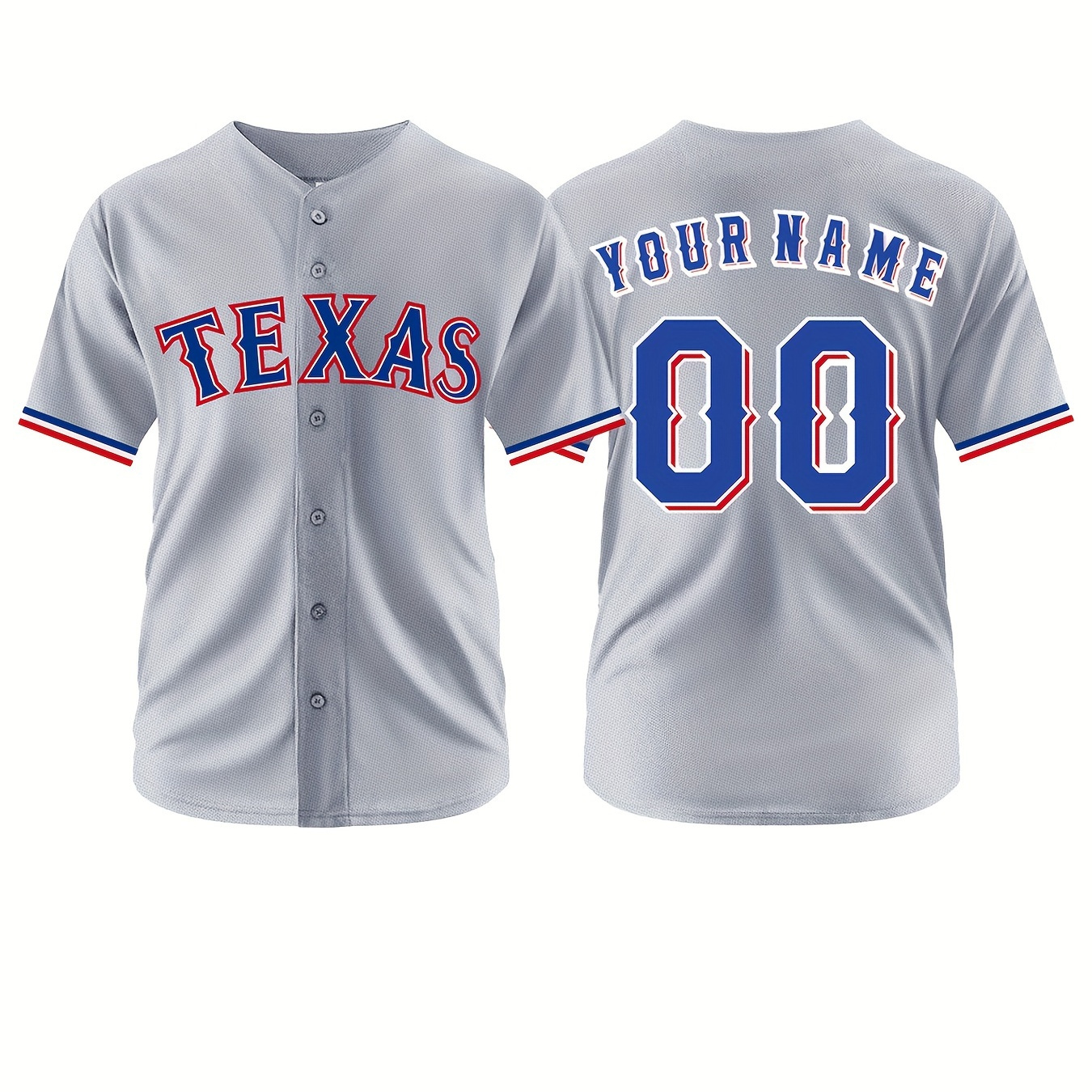 

Customized Name And Number Design, Men's Texas Embroidery Design Short Sleeve Loose Breathable V-neck Baseball Jersey, Sports Shirt For Team Training