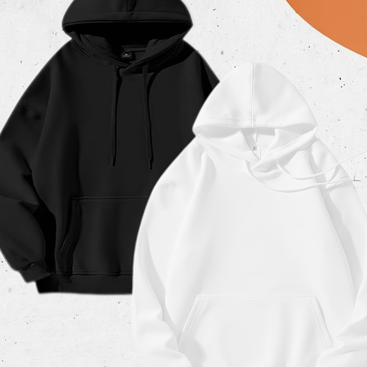 

2 Piece Hoodie, Long Sleeved Fleece Solid Color Hoodie, Drawstring Pullover Hoodie With Pockets, Autumn And Winter Men's Clothing, Fashionable And Comfortable Hooded Men's Clothing,