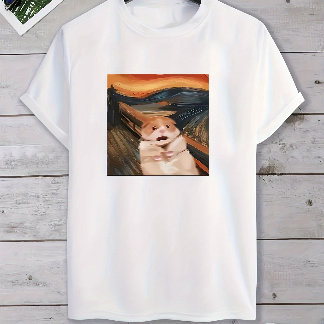 

Boy's Casual T-shirt, Cute Animal Painting Print Comfortable Short Sleeve Top, Boys Summer Clothing