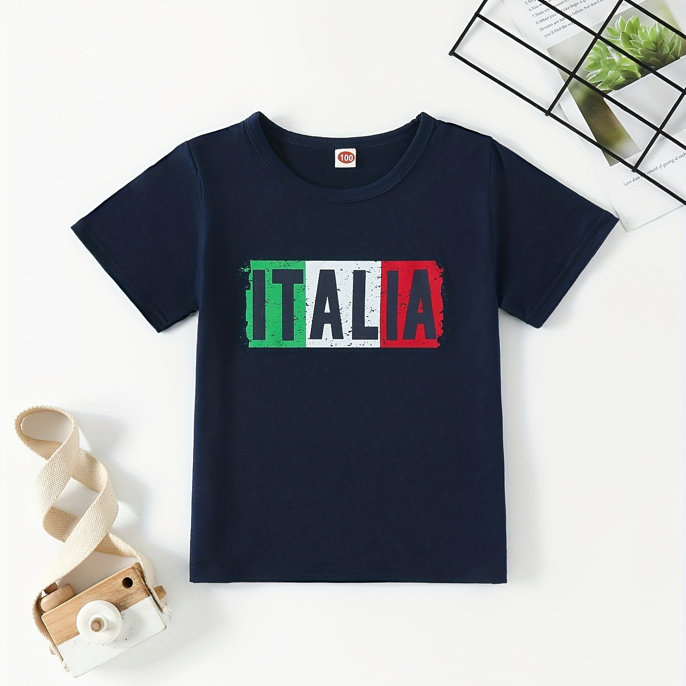 

Boys Shirt Flag ''italia'' Graphic Short Sleeve T-shirt Tops Kids Casual Tees For Vacation Outfit Clothes