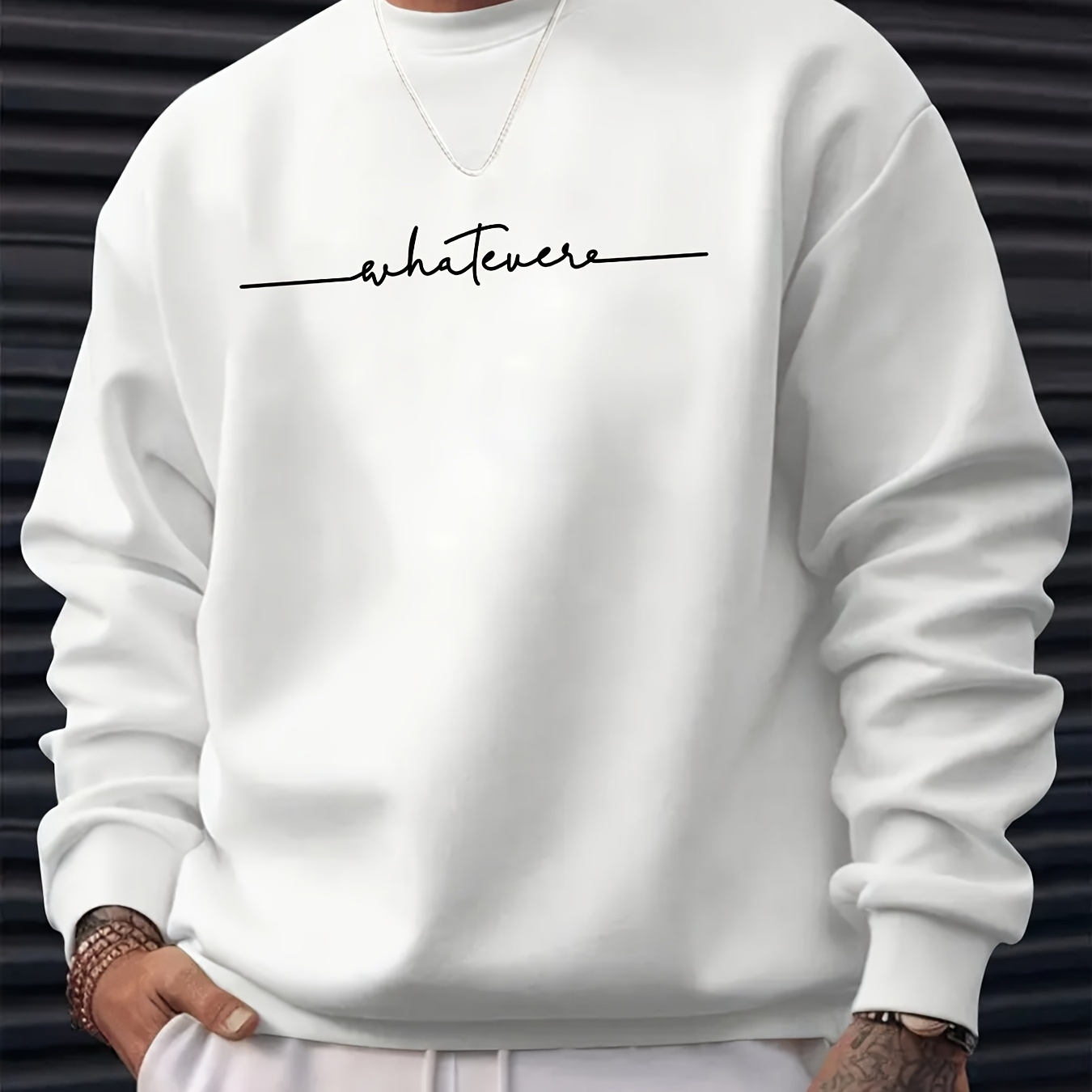 

Letter Print Men's Long Sleeve Crew Neck Sweatshirt, Pullover Sweatshirt, Casual Comfy Top For , Outdoor Sports