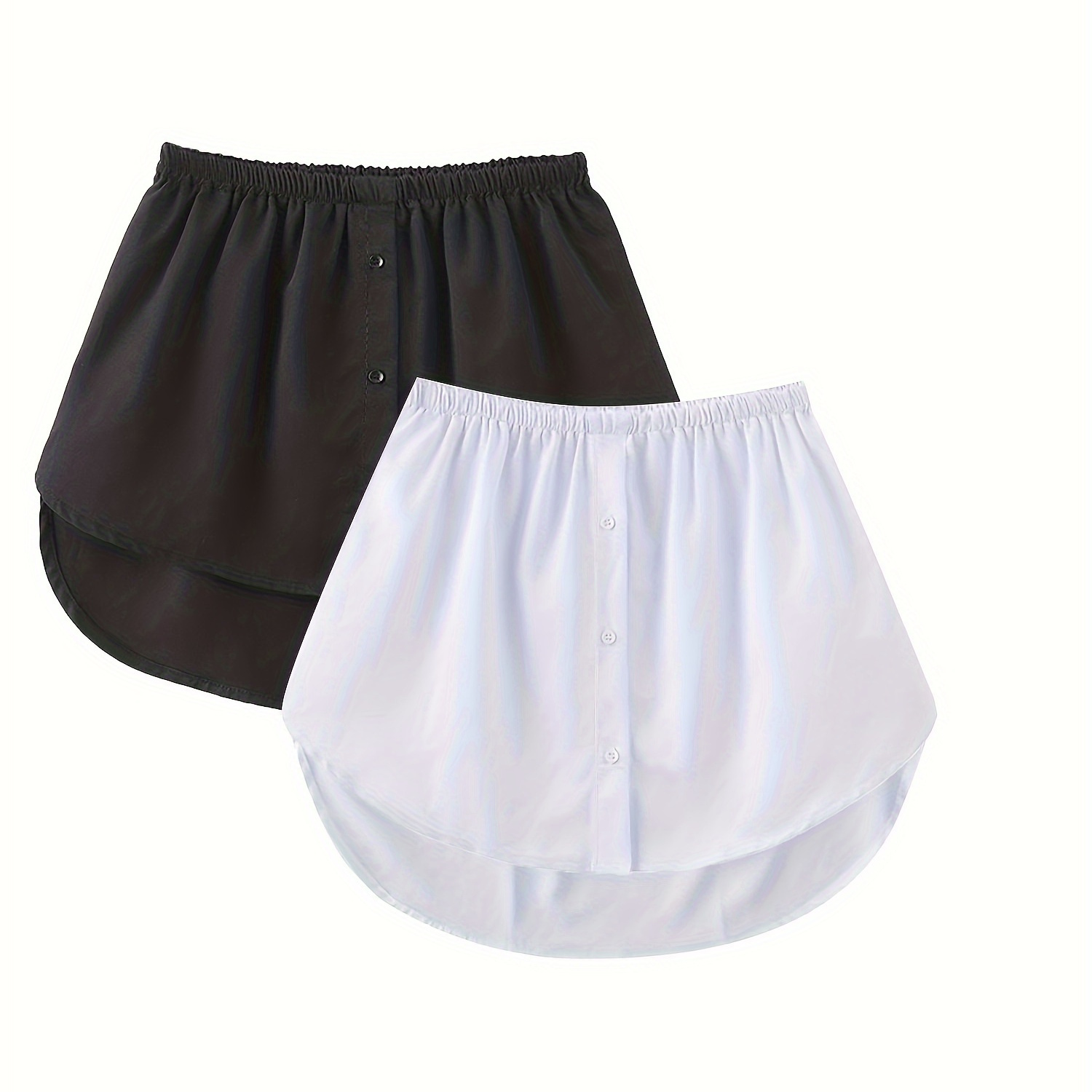 

Dipped Hem Buttons Skirts 2 Pack, Casual Elastic Waist Hem Arc Skirts, Women's Clothing