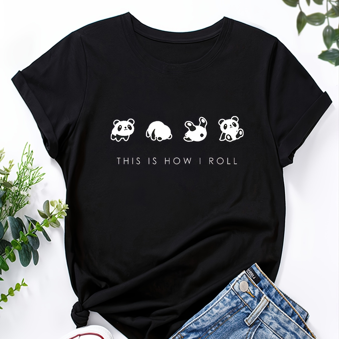 

Cartoon Print Crew Neck T-shirt, Casual Loose Short Sleeve Fashion Summer T-shirts Tops, Women's Clothing