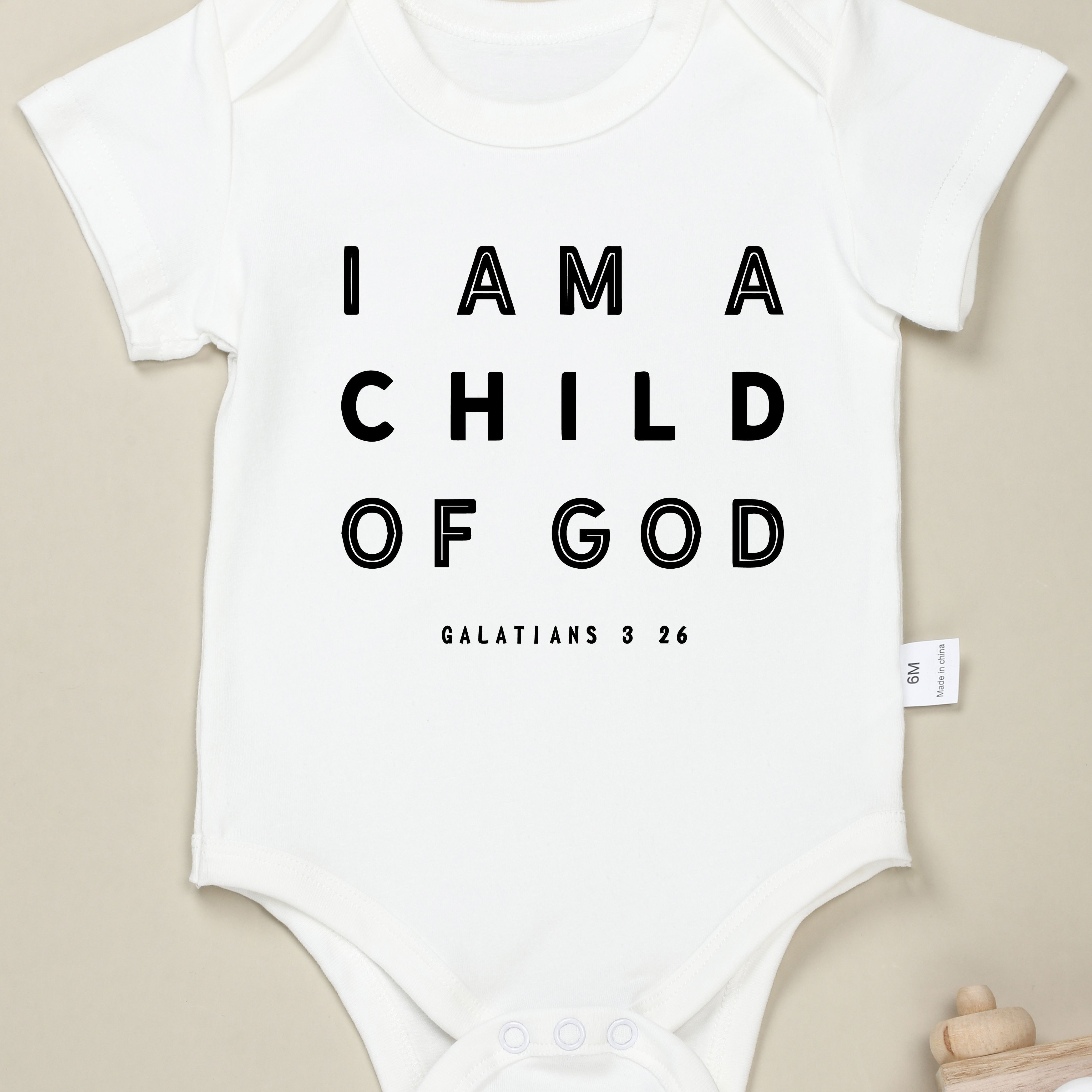

Baby Boys And Girls Cotton Casual Romper, "i Am A Child Of God" Short Sleeve Round Neck Onesie Clothes