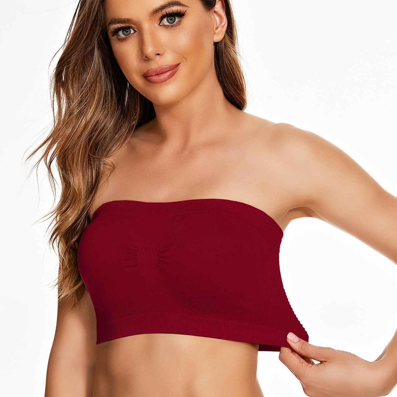 Strapless Crop Top Bra Strapless Breathable Stretch Layer Seamless Top Bra  Bandeau – Lenzo