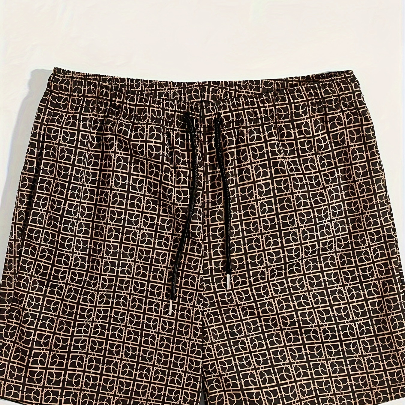 

Geometric Print Fashionable Men's Summer Drawstring Casual Sports Loose Shorts, Suitable For Outdoor Sports, Comfortable And Versatile