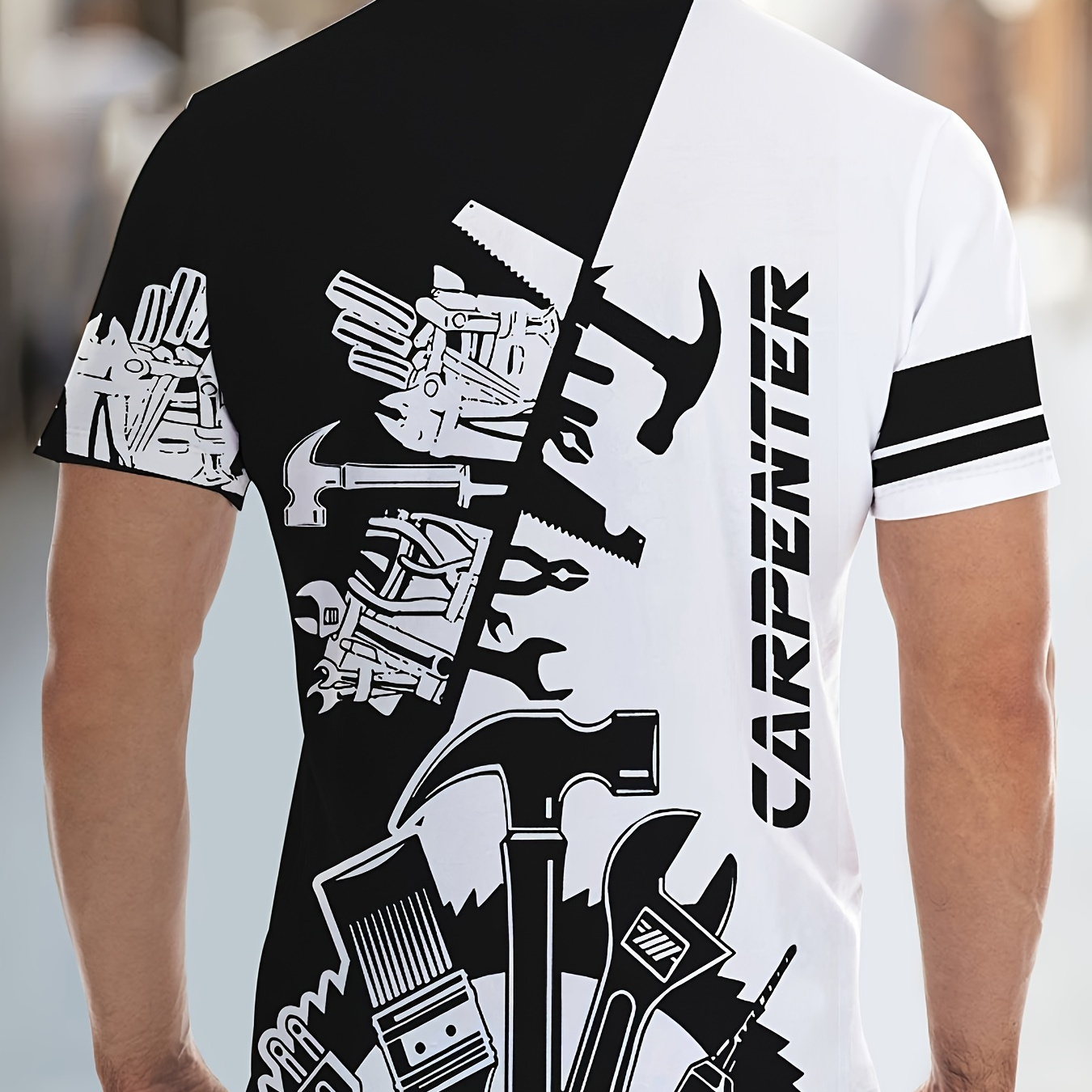 

Men's Tools Graphic Print T-shirt, Short Sleeve Crew Neck Tee, Men's Clothing For Summer Outdoor