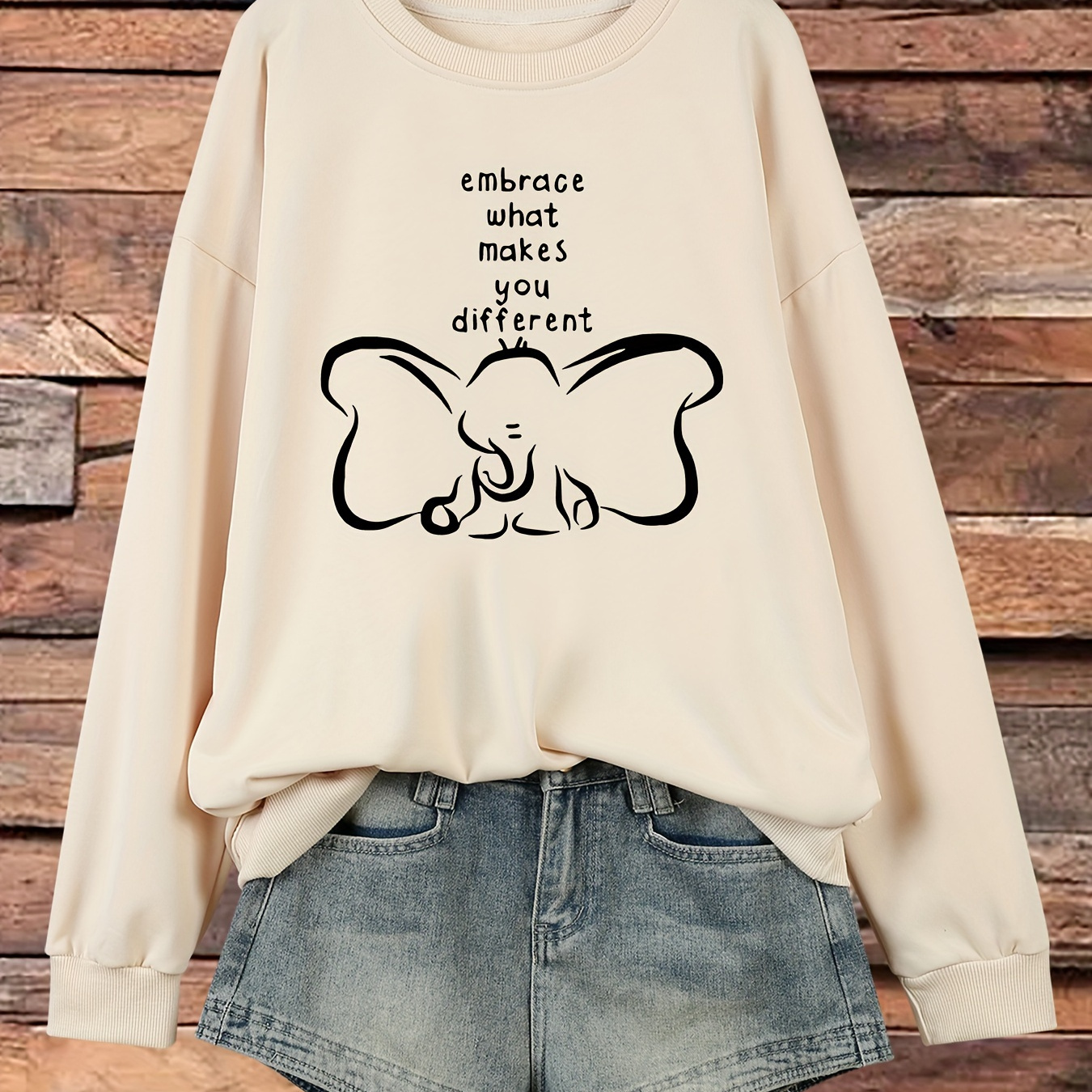 

Plus Size Cartoon & Letter Print Sweatshirt, Crew Neck Casual Sweatshirt For Fall & Spring, Women's Plus Size Clothing