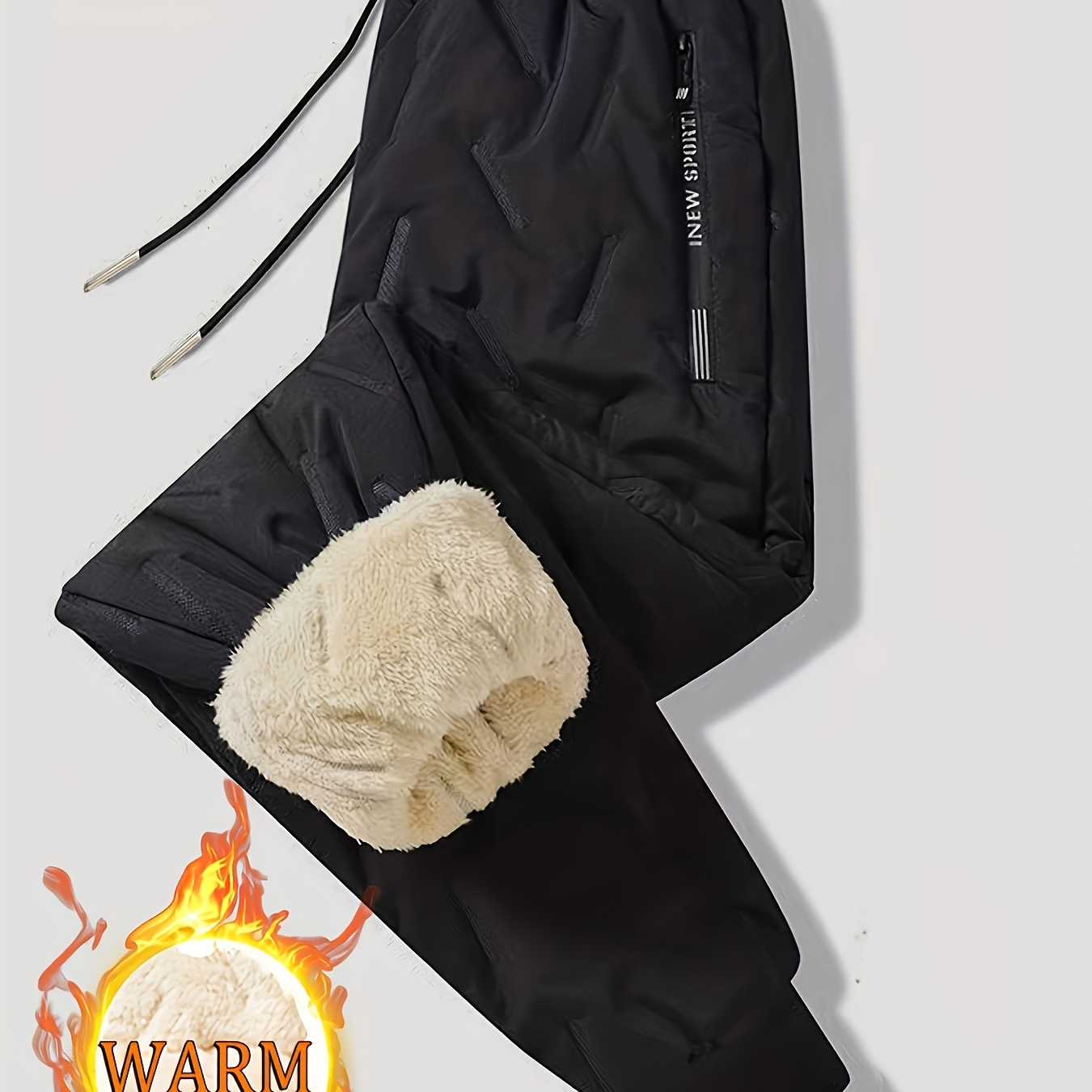 

Warm Jogging Pants, Men's Casual Loose Fit With Drawstring Waist, Suitable For Autumn And Winter Outdoor Activities