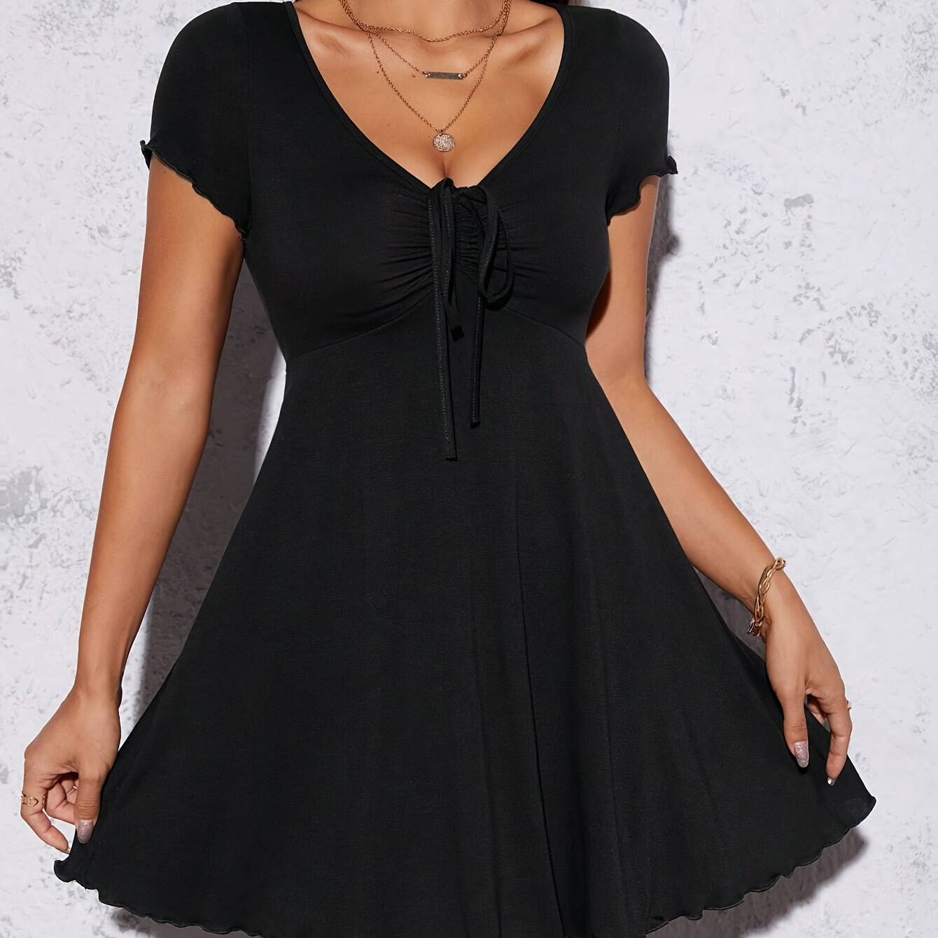 

's V- Ruffle And Drawstring - , , Washable