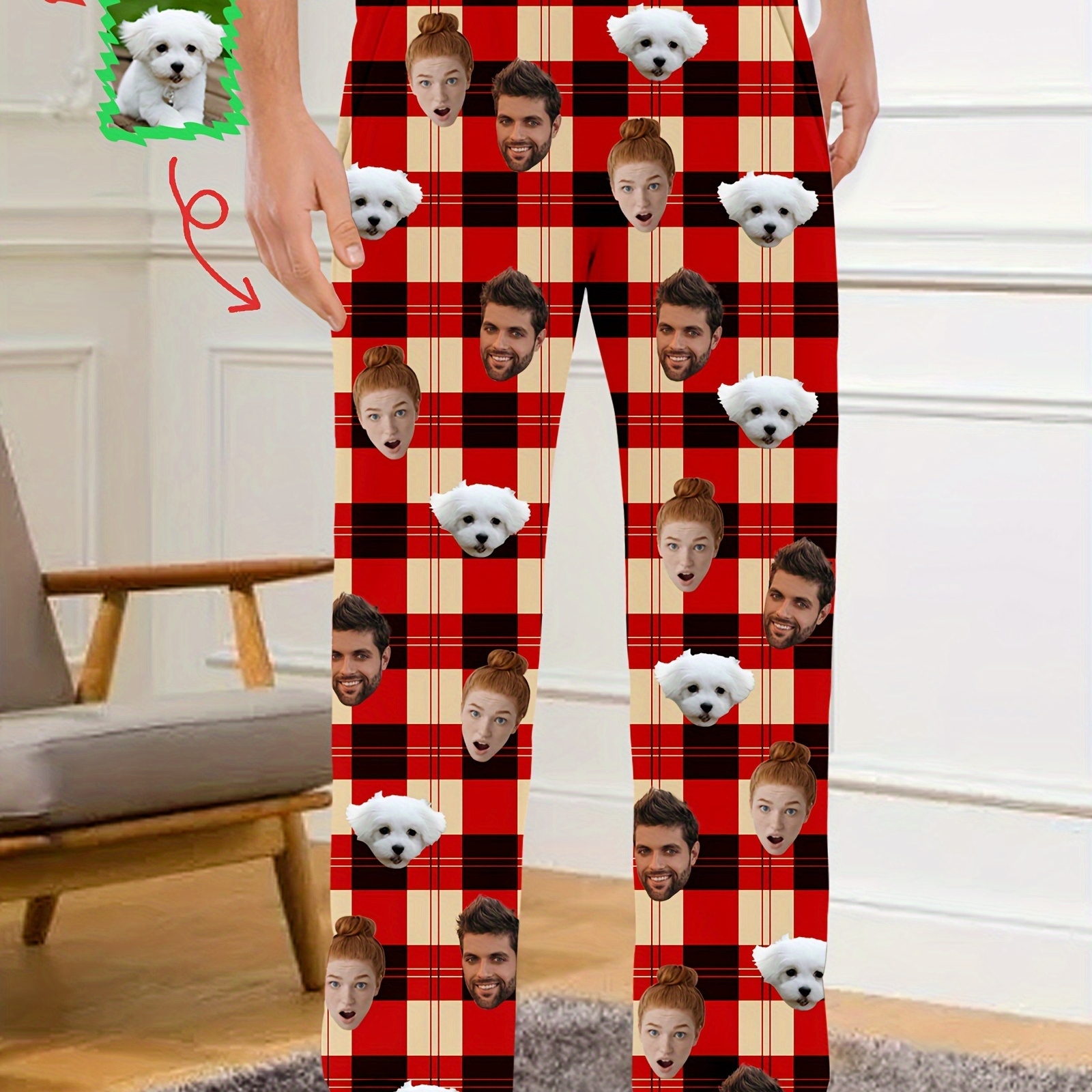 

Custom Men's Pajama Pants - Personalize With Your Face, Comfortable Polyester Sleepwear For Christmas & Parties