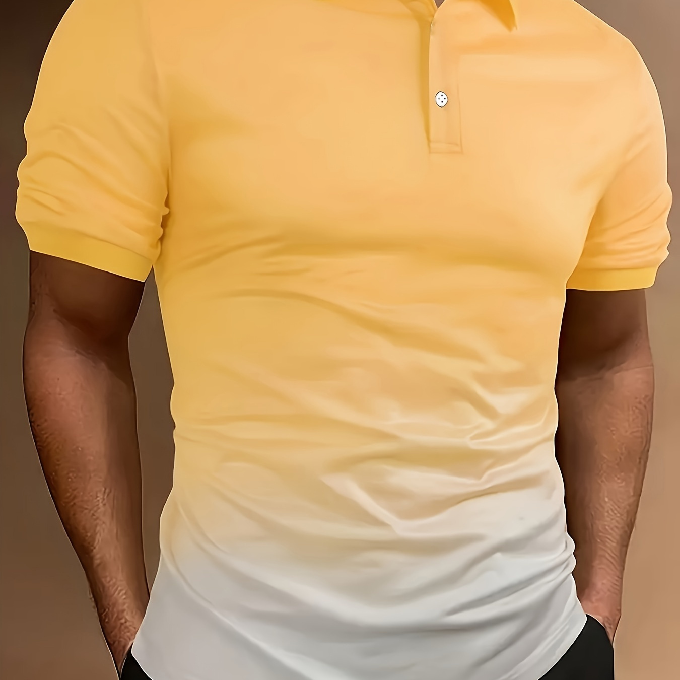 

Men's Gradient Color Short Sleeve Golf T-shirt For Summer, Business Versatile Tennis Tees