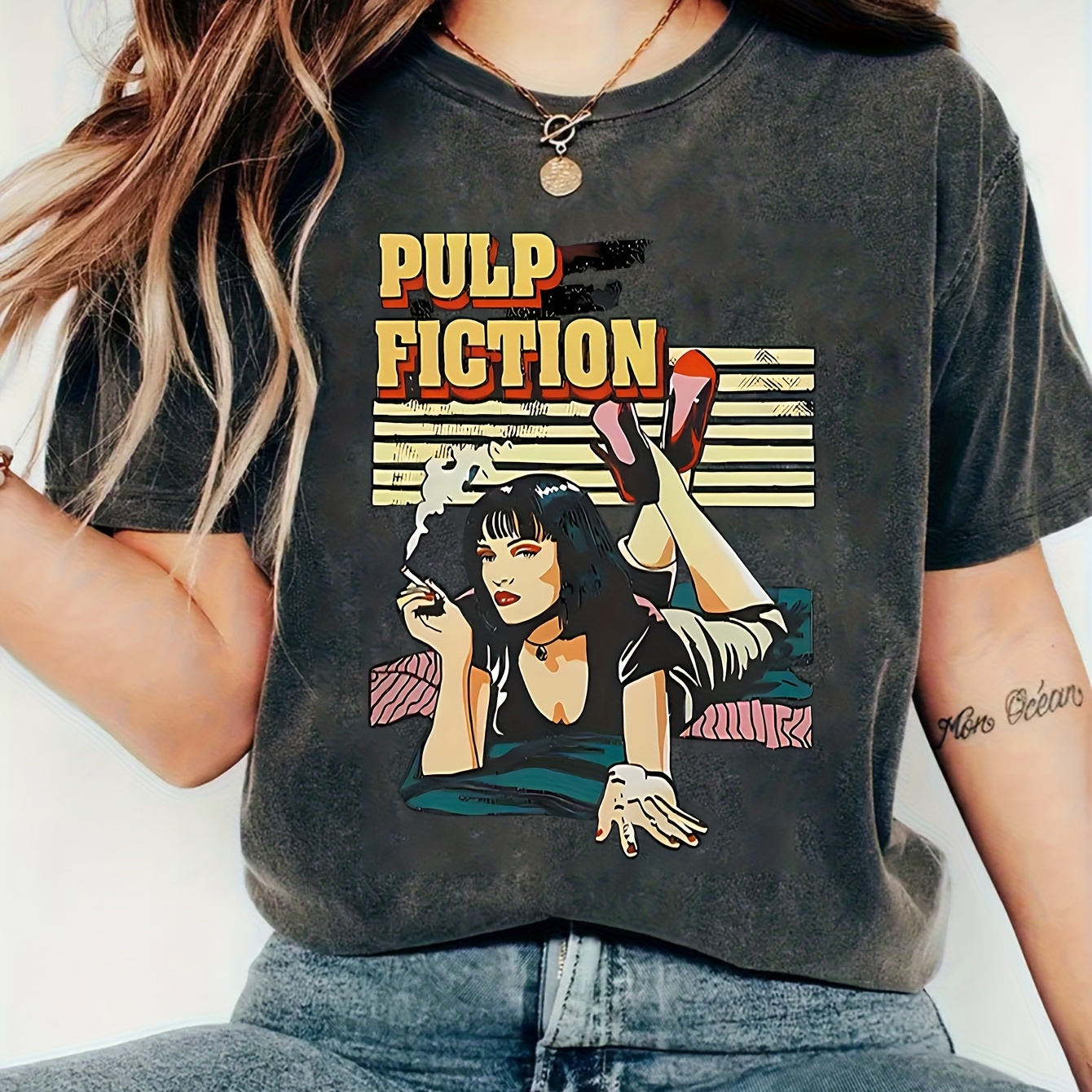 1pc camiseta gráfica película mujer estilo Temu Chile - Main Image