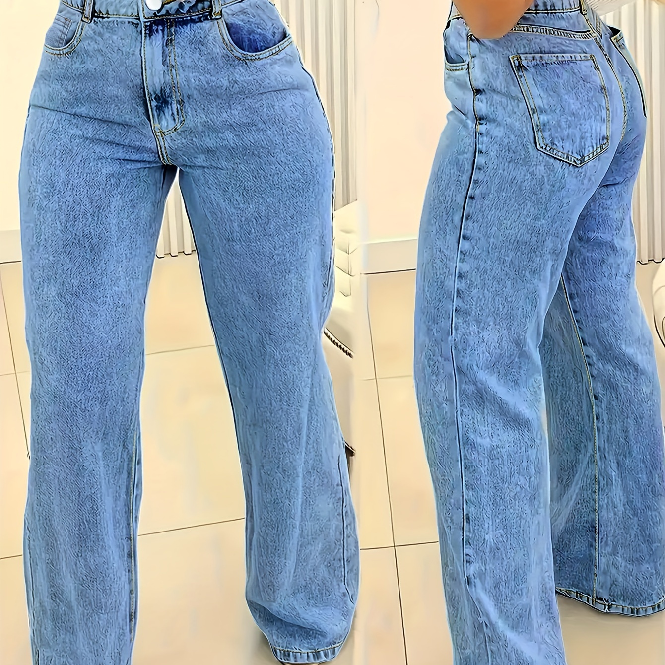 

- Fashion And Ladies Straight Jeans