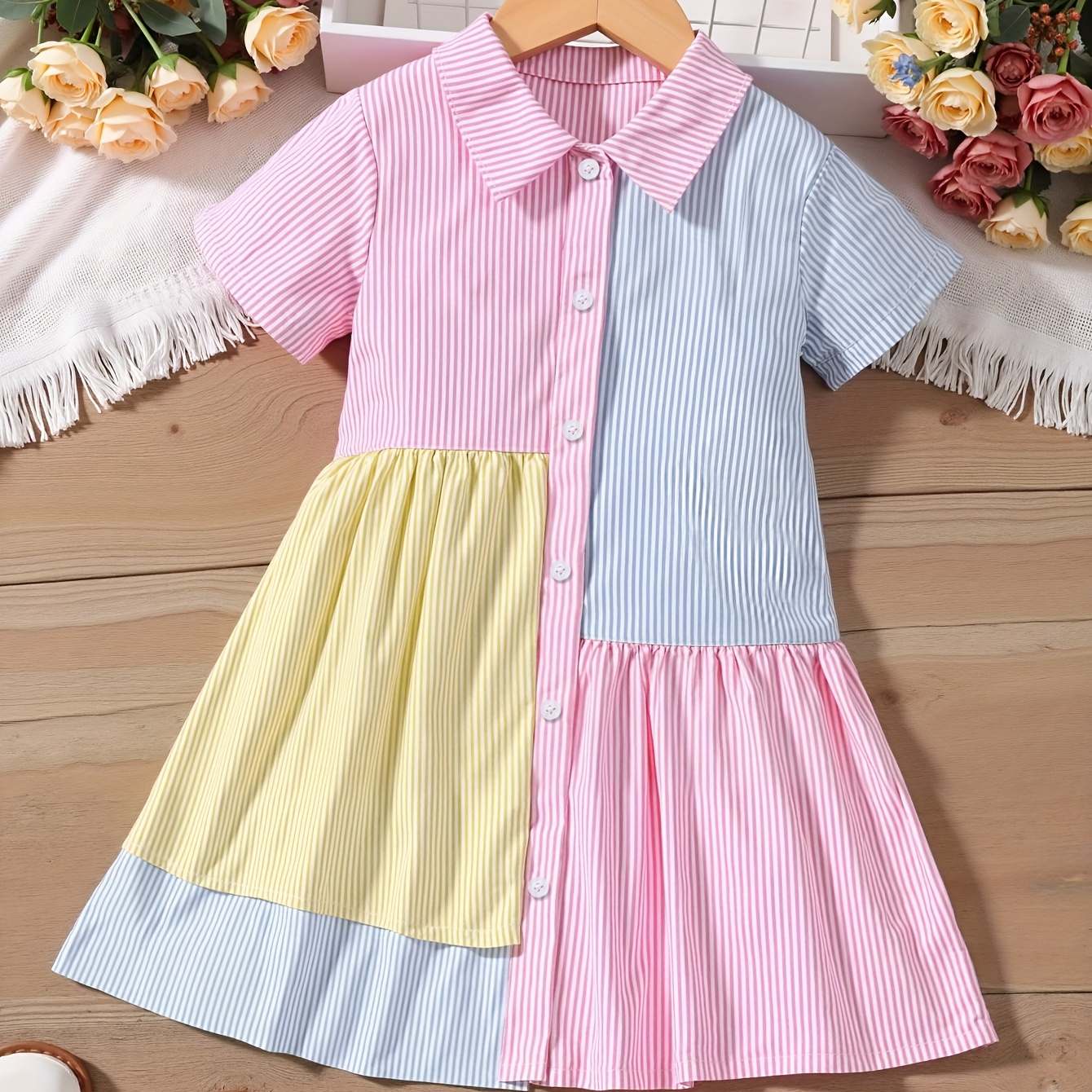 Robe D'été Pour Fille - Style Scolaire - Robe Décontractée à Bretelles Pour Enfants - Tenue De Tous Les Jours - Tenue De Printemps Et D'été - Élastique Et Confortable, Gris, 5-6