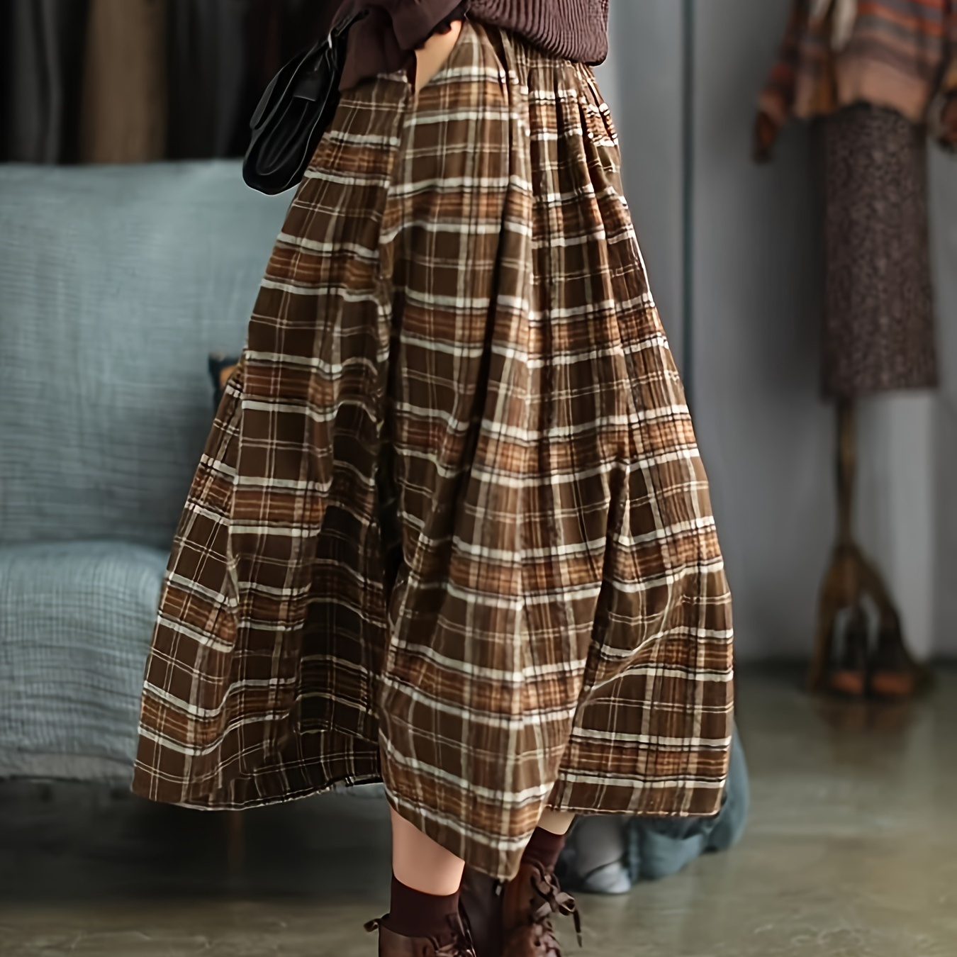 

Elegant Polyester Skirt With Pockets For Women, All