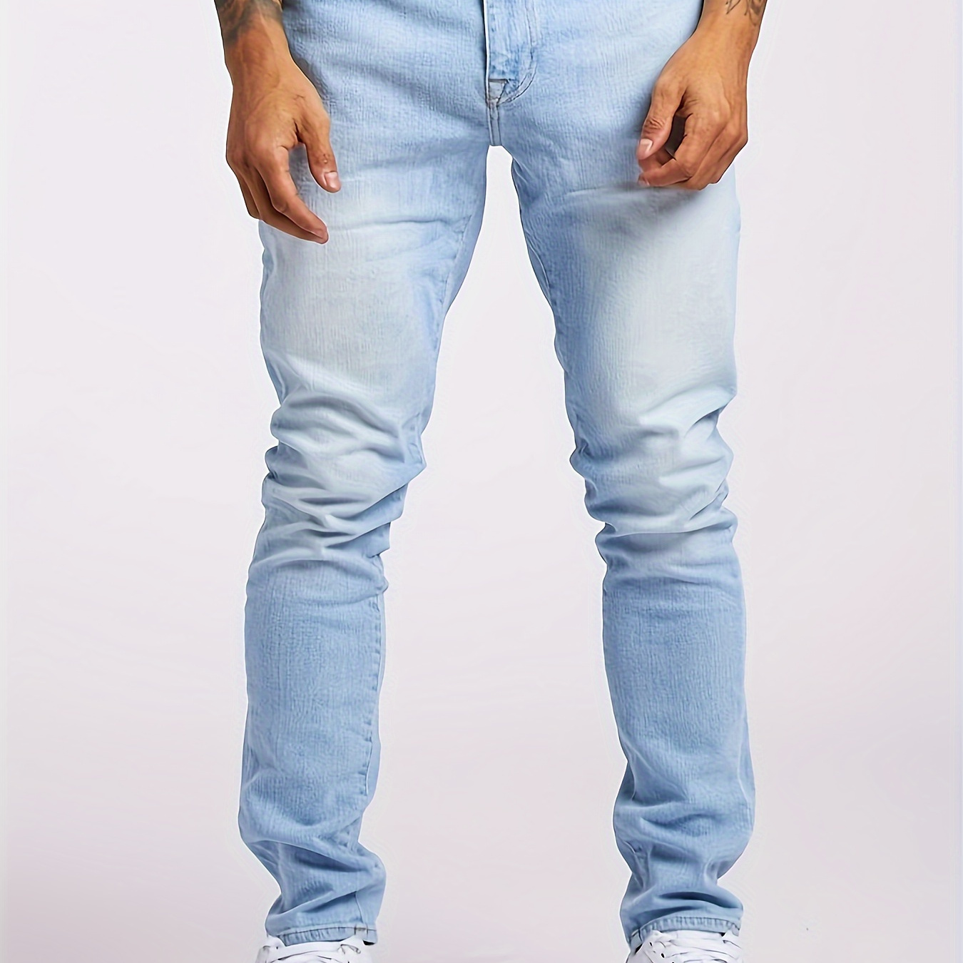 

Men's Casual Skinny Jeans, Street Style Medium Stretch Distressed Denim Pants