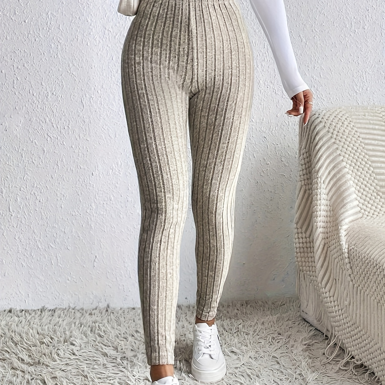 

Ribbed Leggings For - , Washable, For & Fall