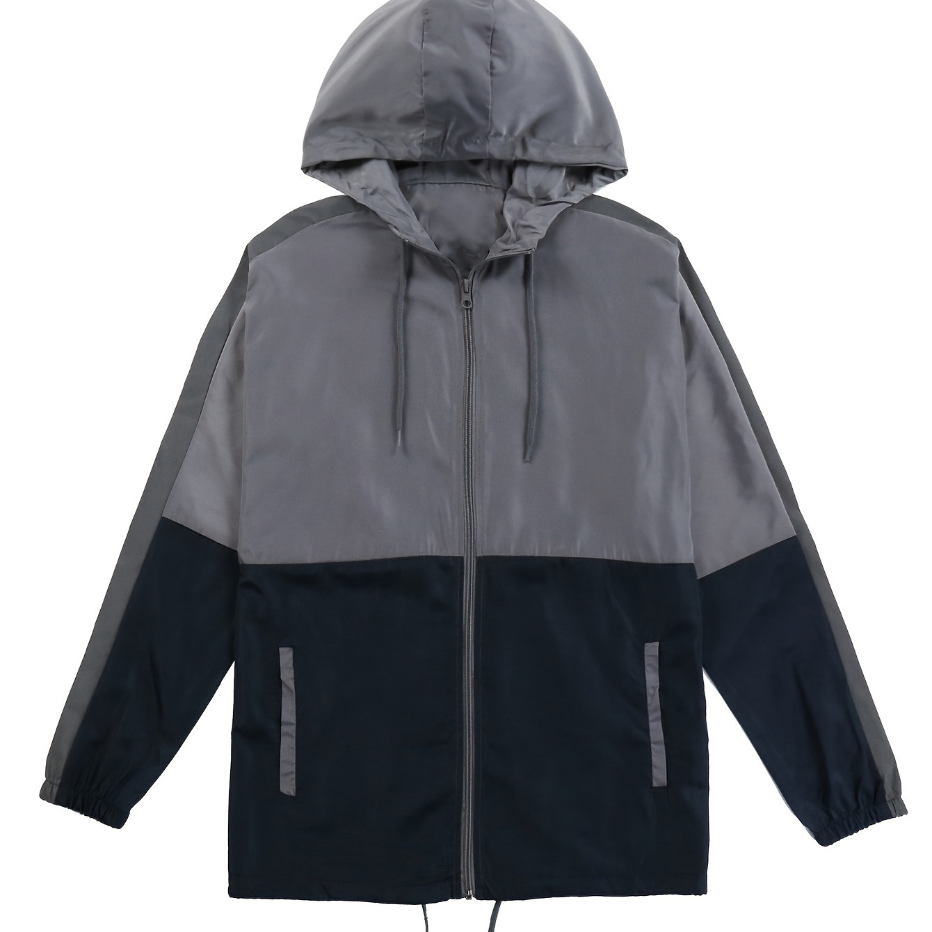 

Men's Casual Color Block, Breathable Comfort, Drawstring Hem Design, Sporty Style Outerwear