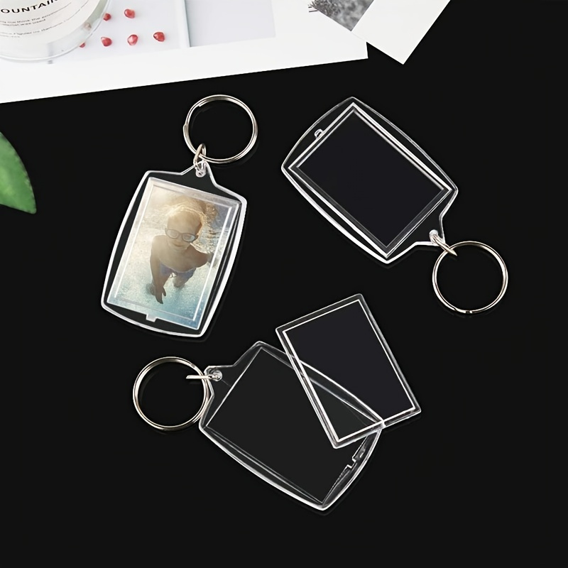 100pcs Photo Keychain Rectangle Transparent Blank Acrylic Insert Photo