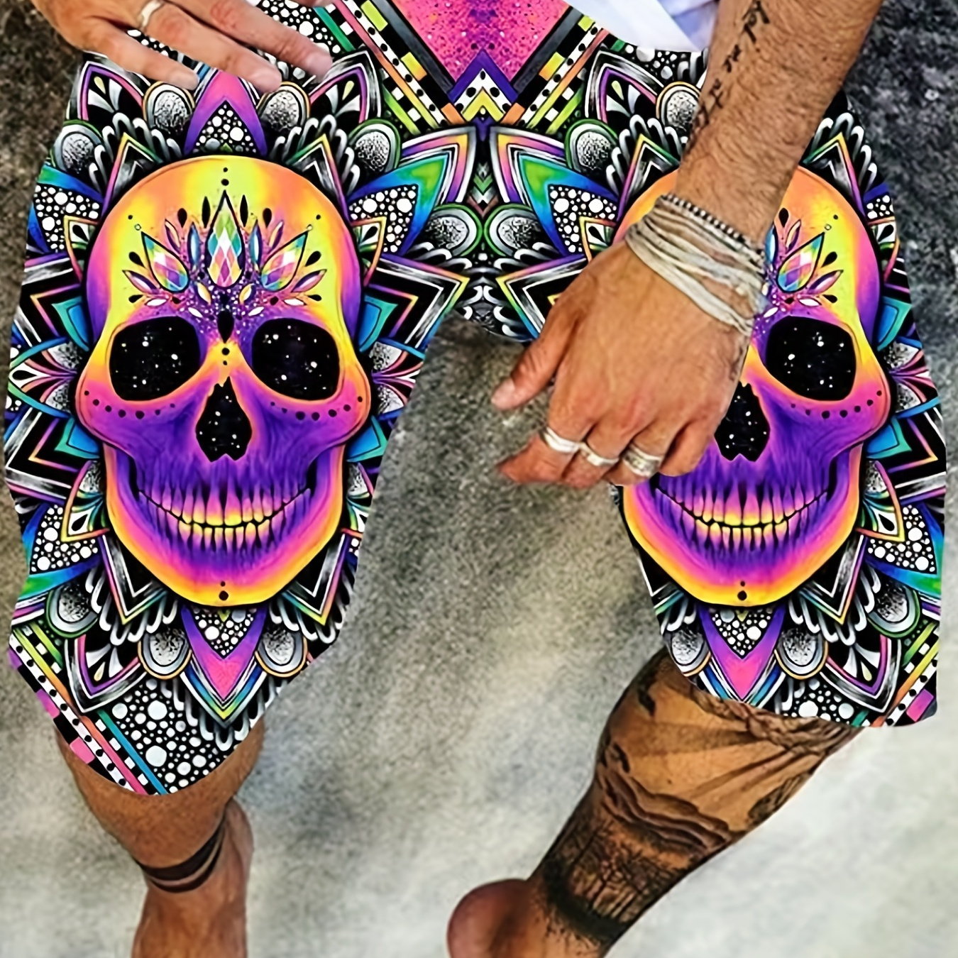 

Men's Floral Graphic Shorts - 3d Print Elastic Waist Slightly Stretch Shorts - Perfect For Summer Outdoor Wear!